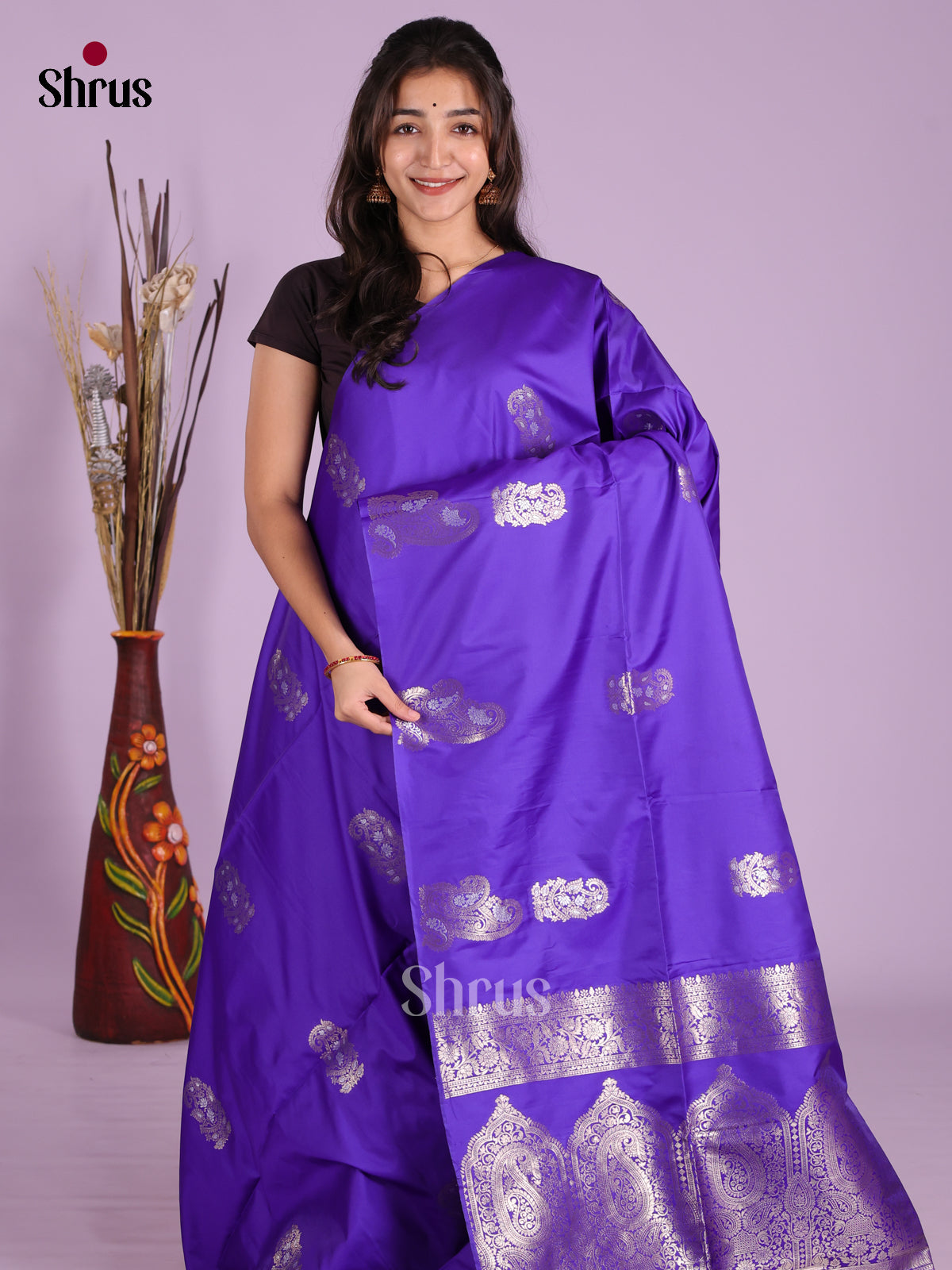 Blue - Semi Softsilk Saree
