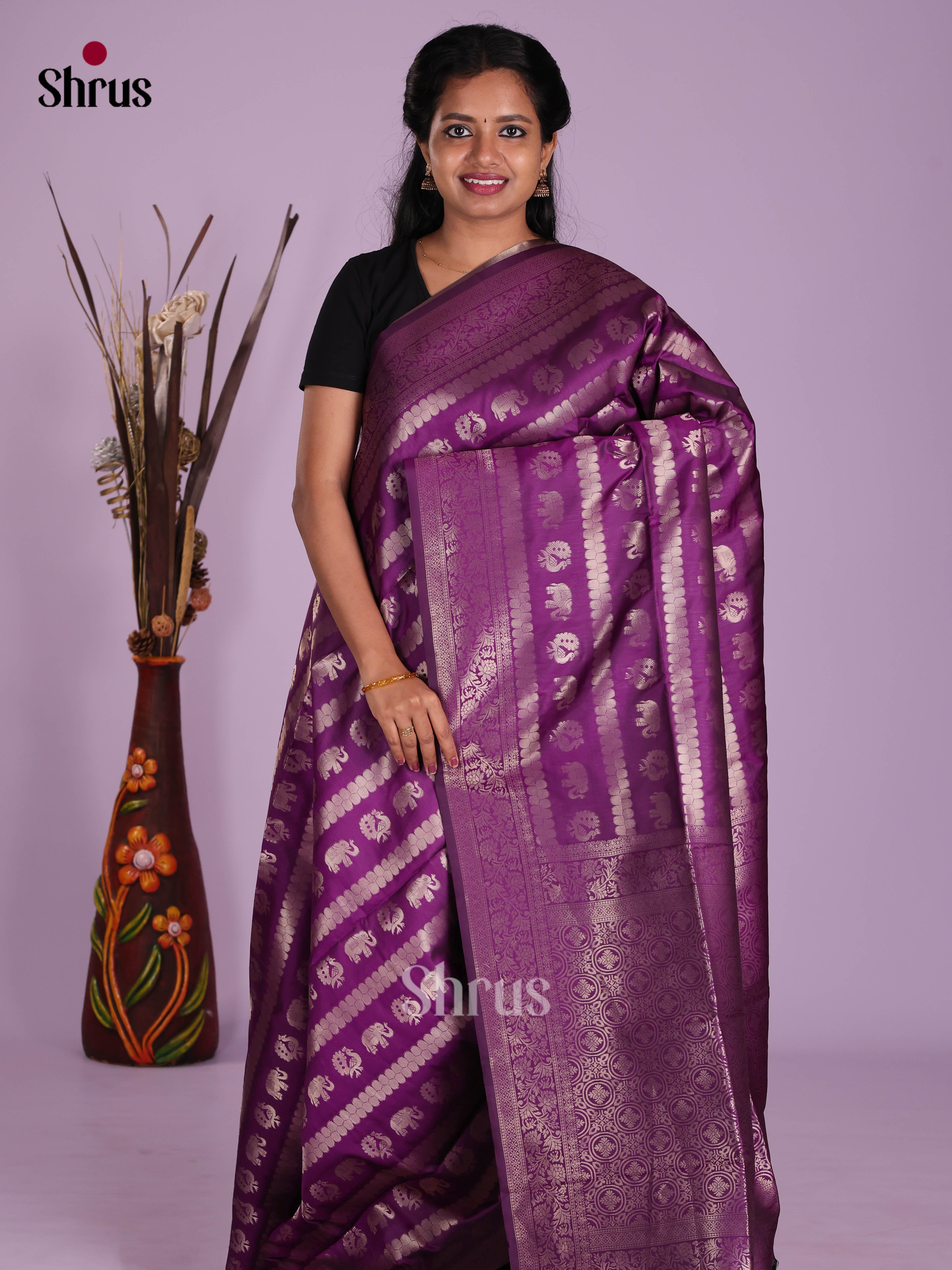Violet- Semi Softsilk Saree