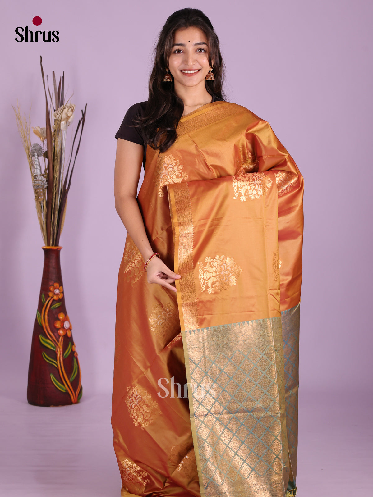 Brick & Blue - Semi Softsilk Saree