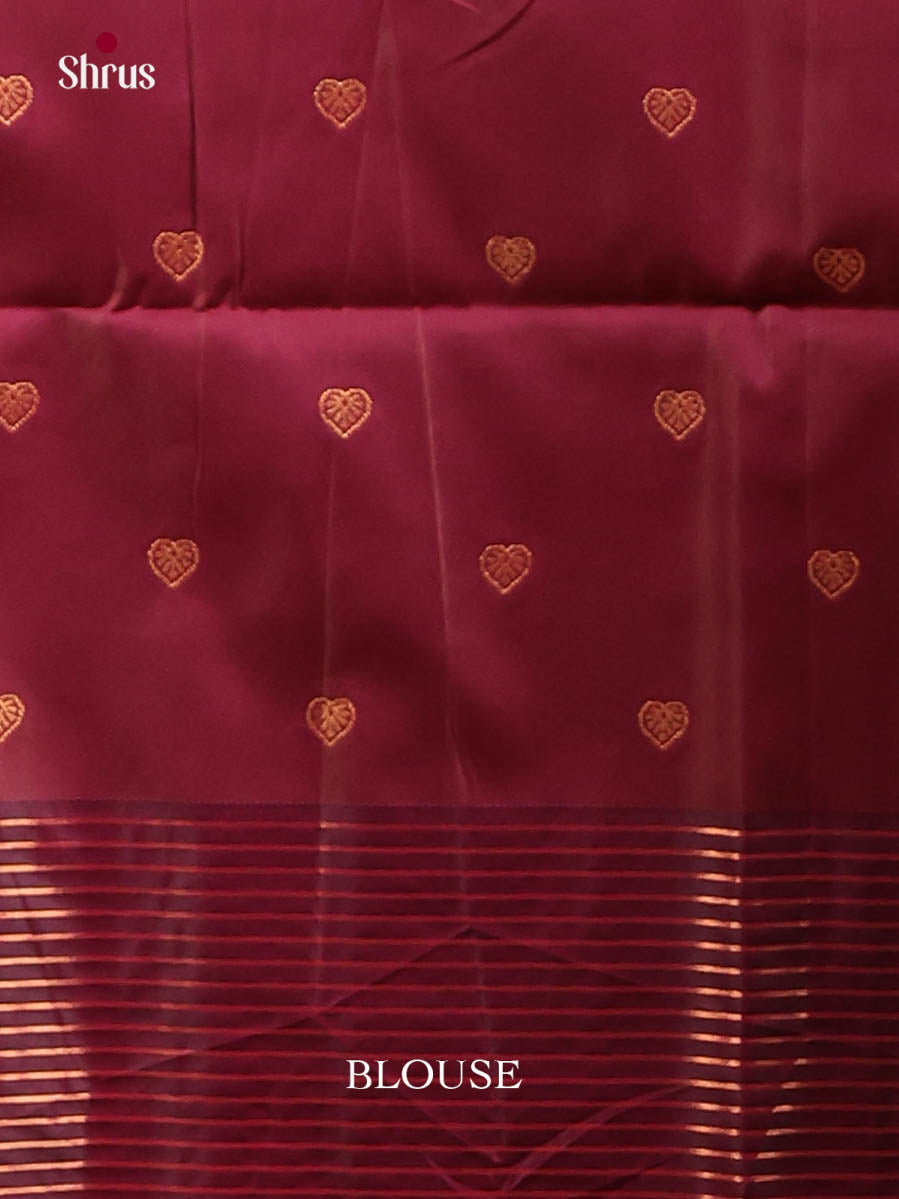 Orangish Pink & Maroon - Semi Softsilk Saree