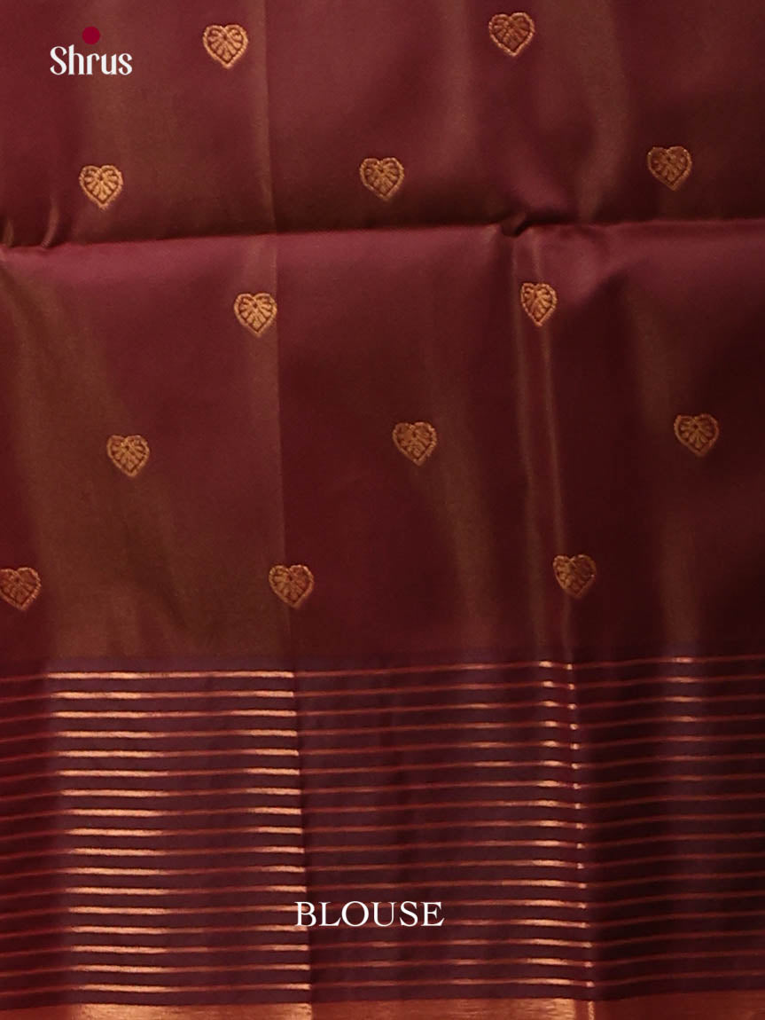 Brown & Maroon - Semi Softsilk Saree