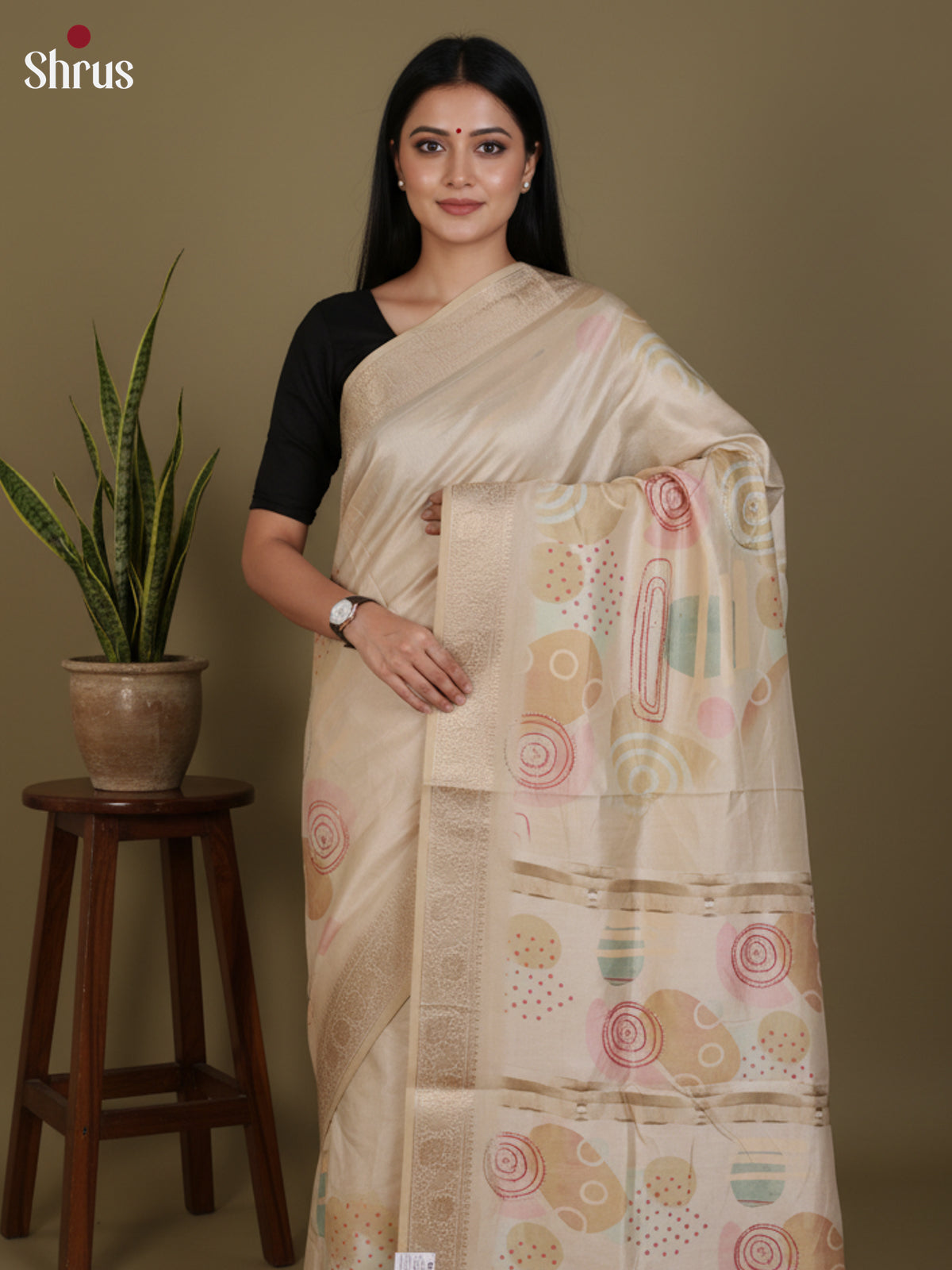 DJS25199 - Printed Semi Tussar Saree - Shop on Shrus.com