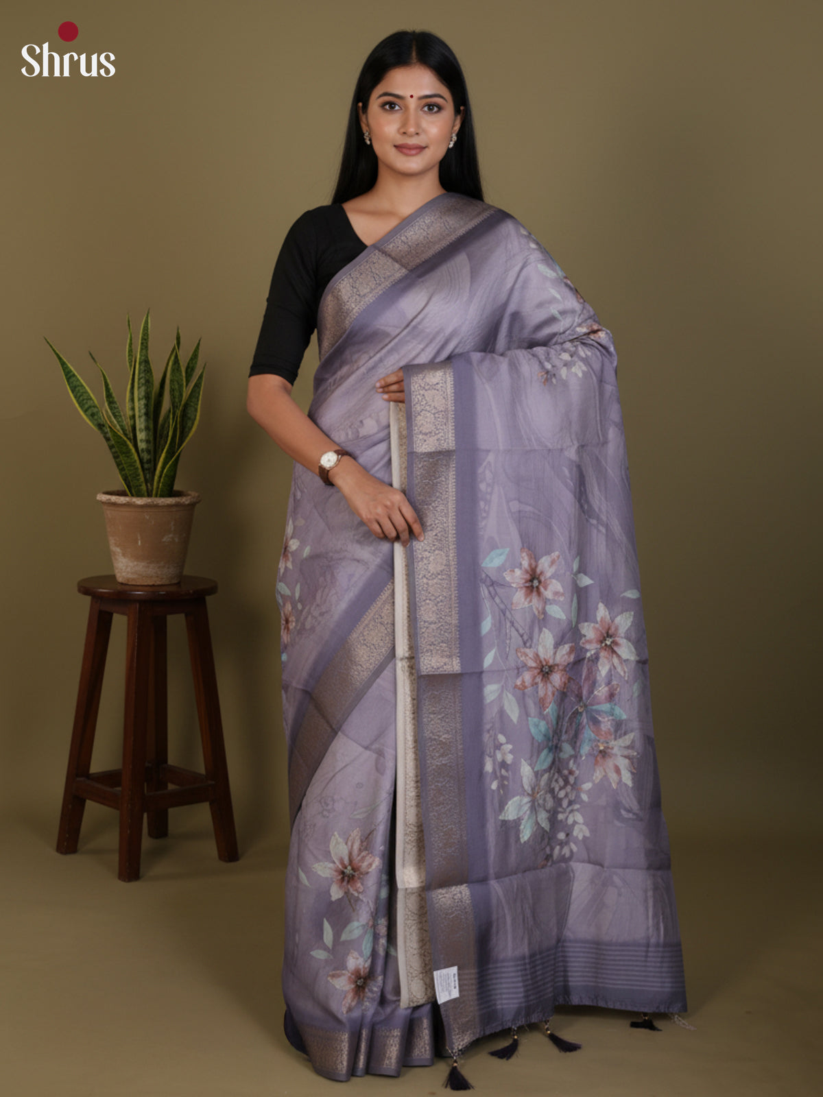 DJS25200 - Printed Semi Tussar Saree