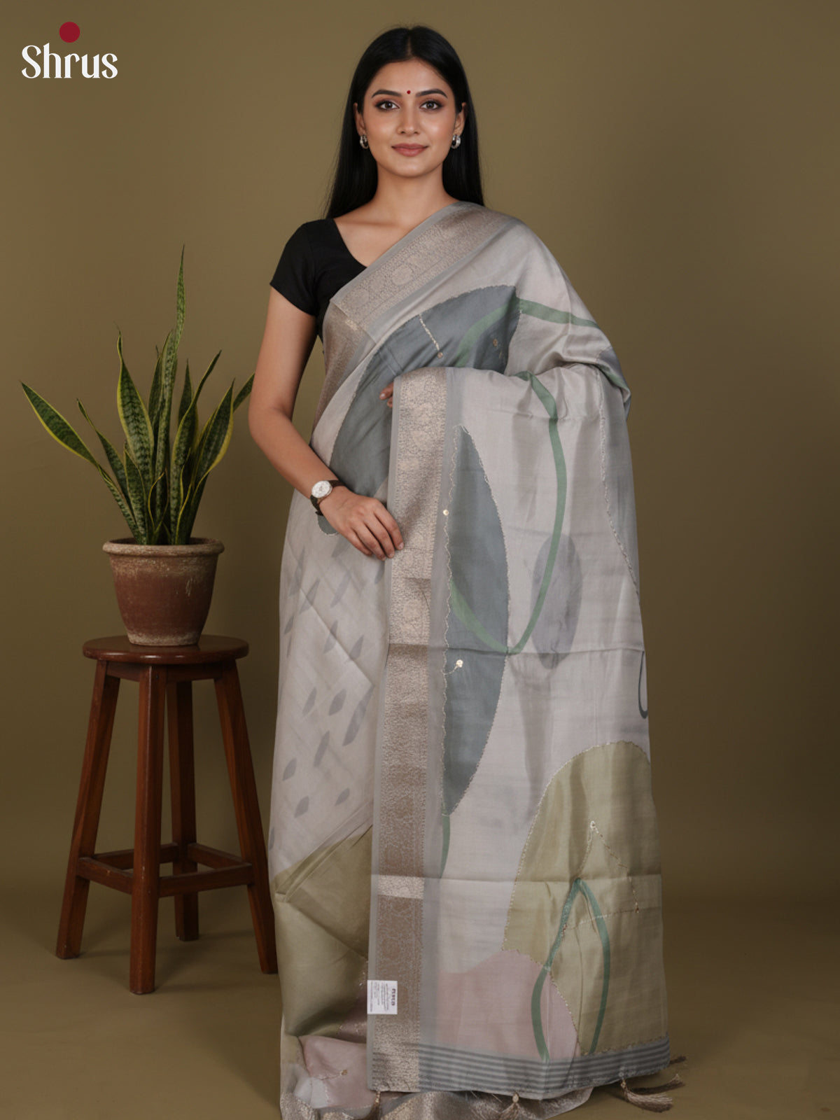 DJS25201 - Printed Semi Tussar Saree