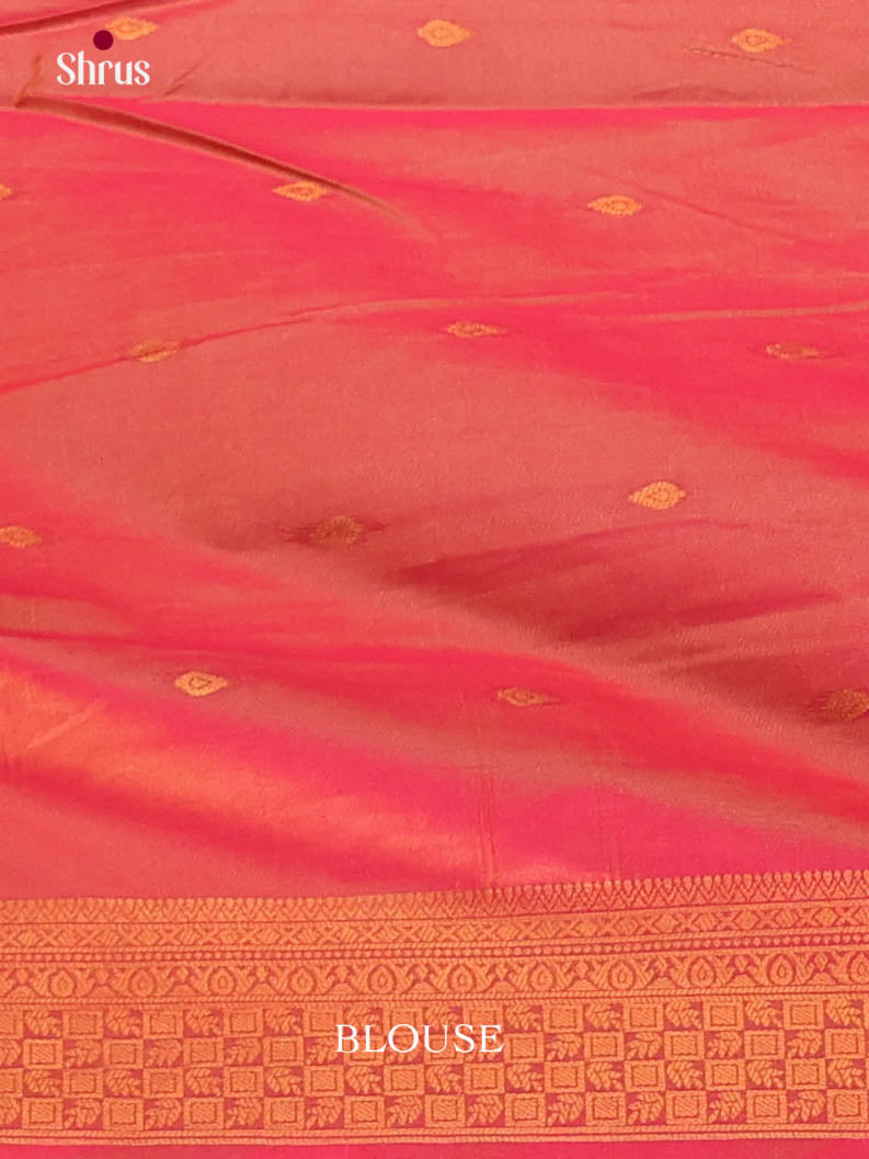 Green & Orange - Semi Softsilk Saree