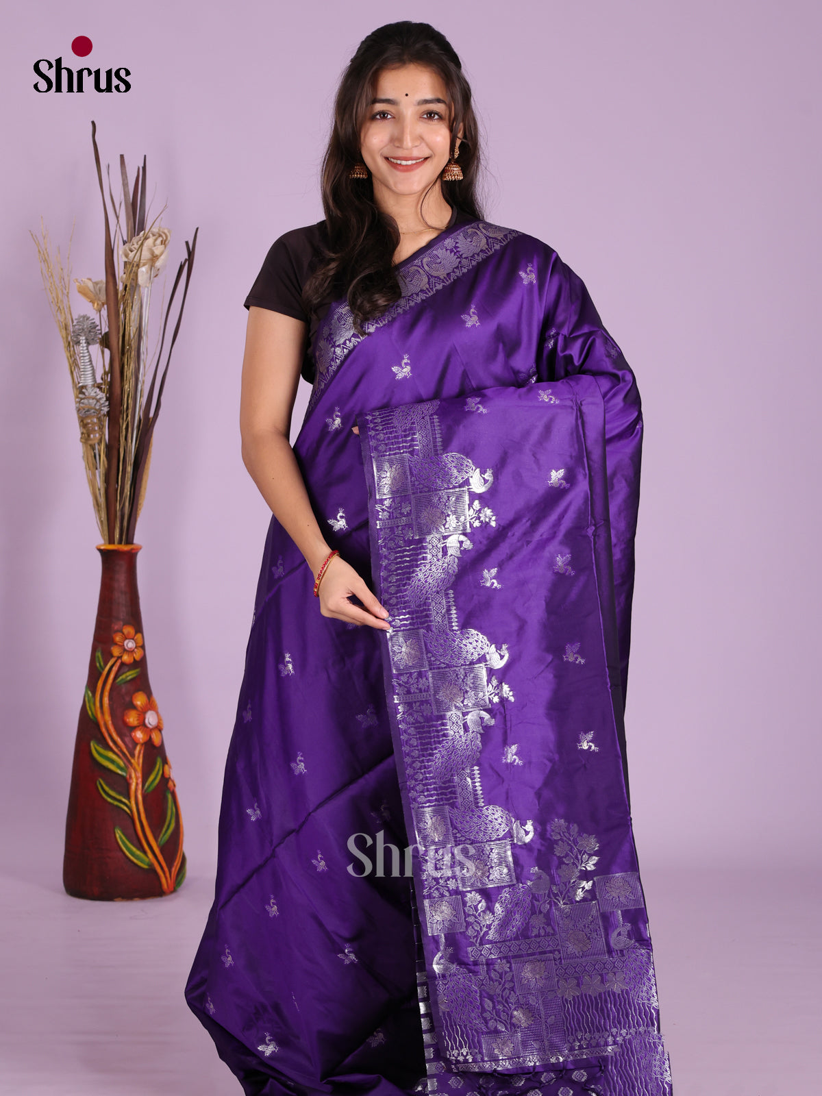 Violet  - Semi Softsilk Saree