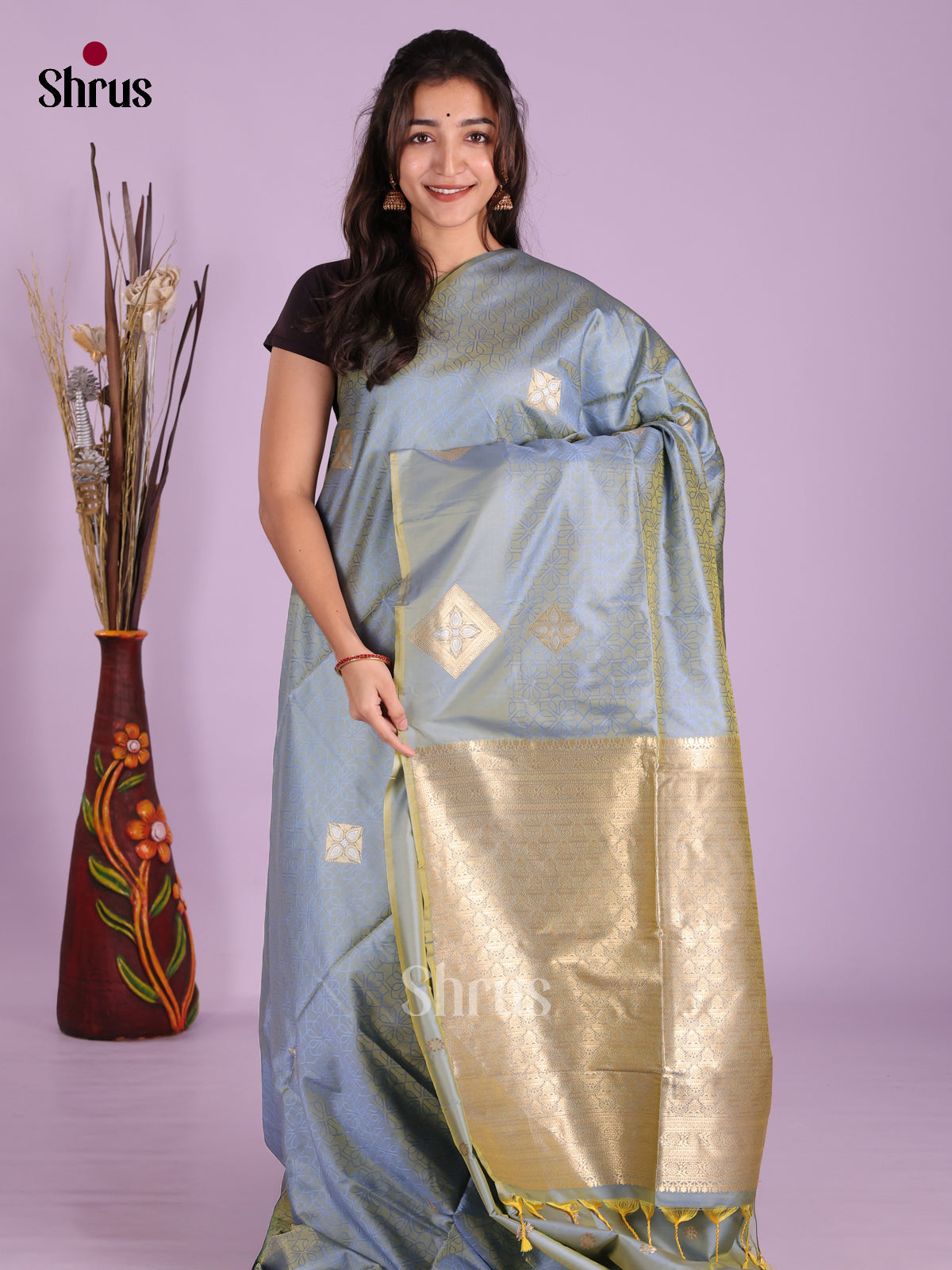 Pastel Blue - Semi Softsilk Saree