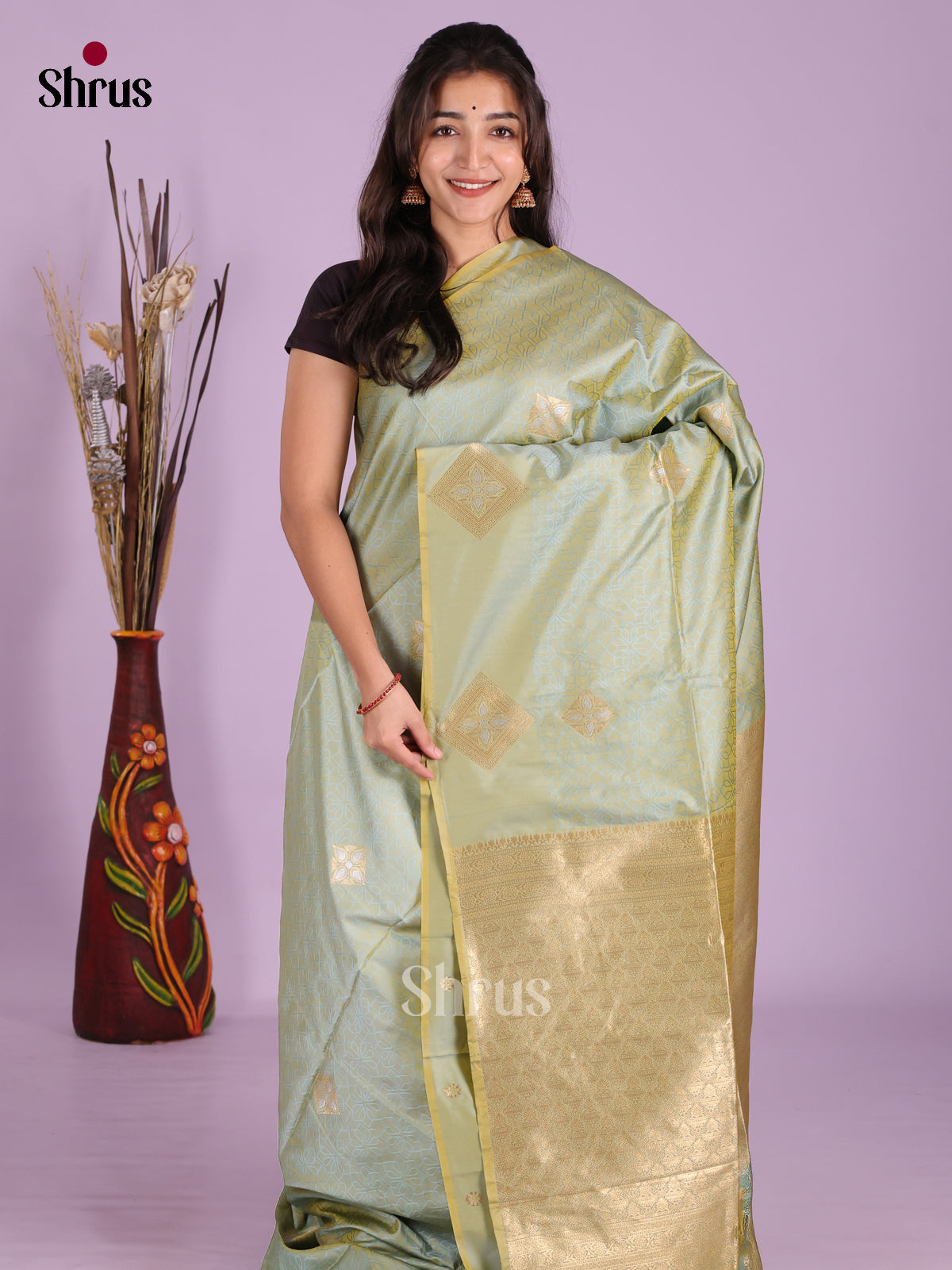 Pastel Green - Semi Softsilk Saree