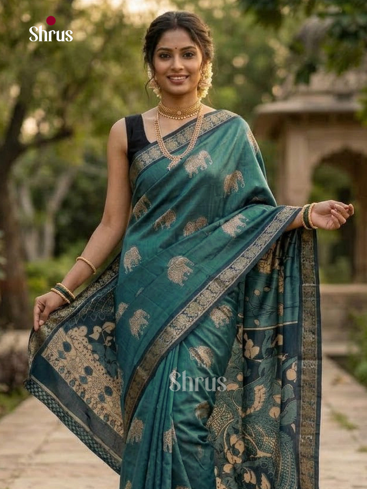 Teal - Semi Modal  Saree