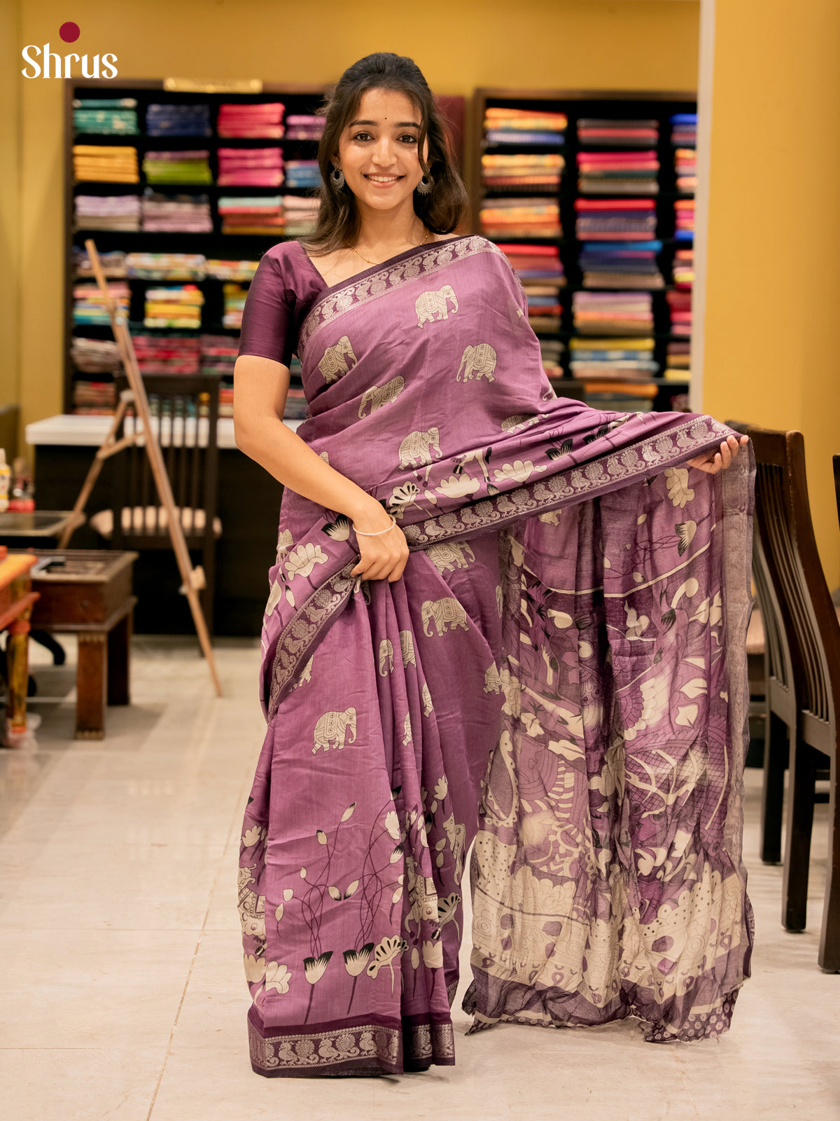 Purple - Semi Modal  Saree