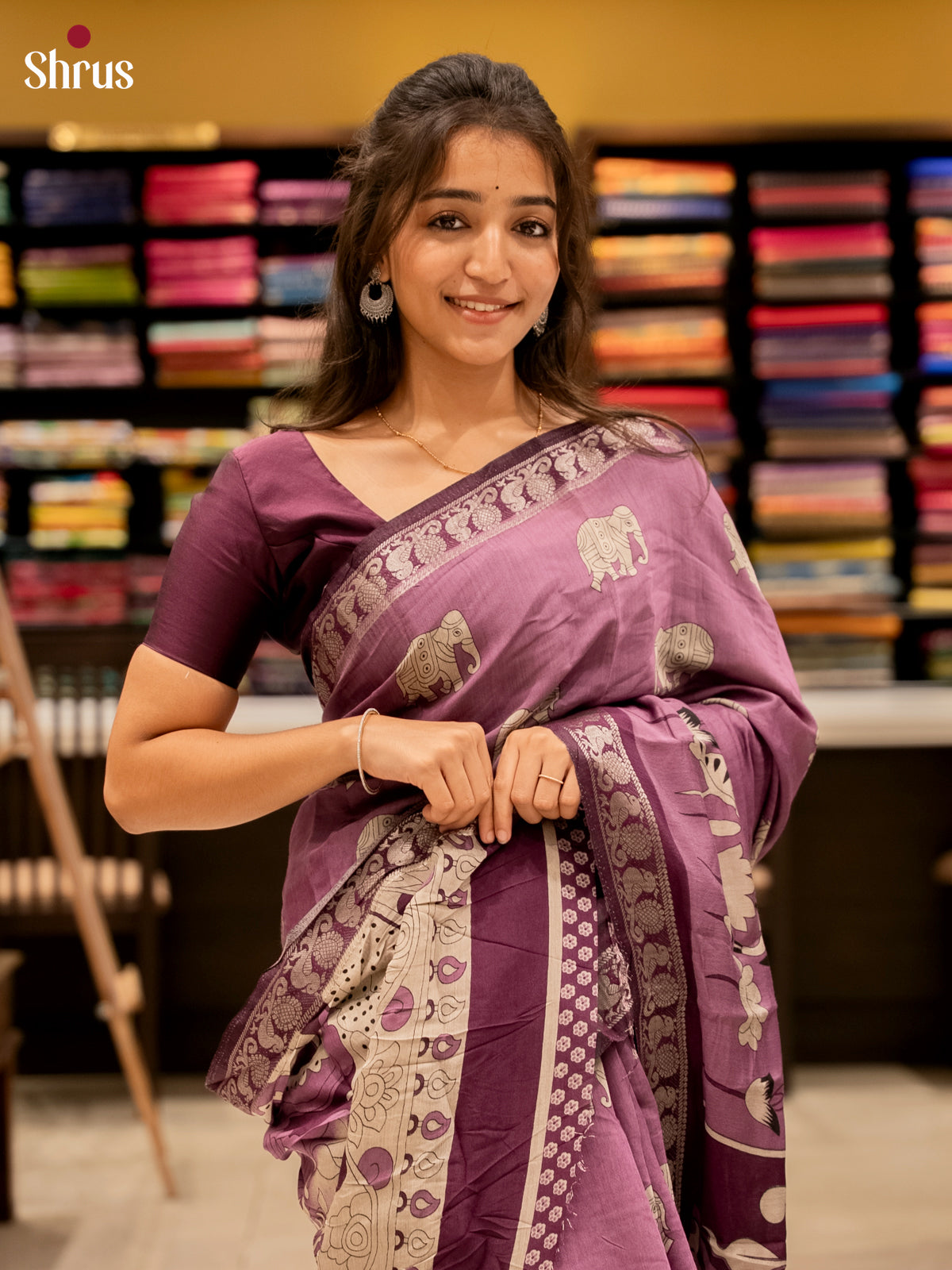 Purple - Semi Modal  Saree