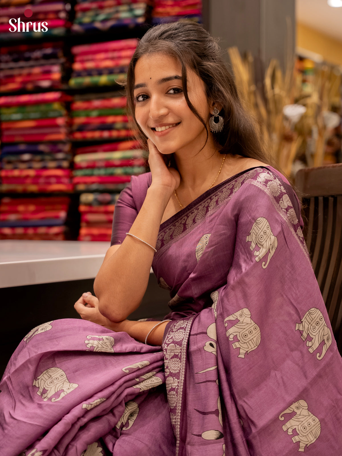 Purple - Semi Modal  Saree