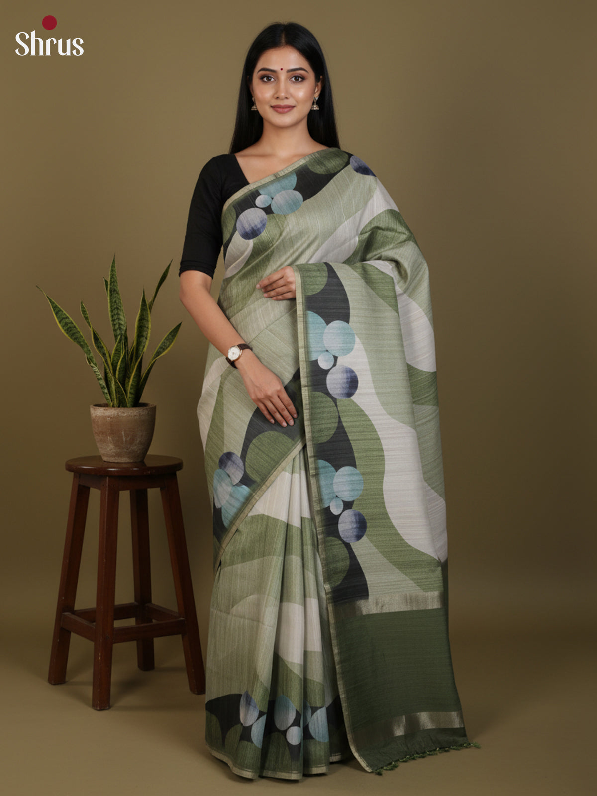 DJS27198 - Semi Tussar Saree - Shop on Shrus.com