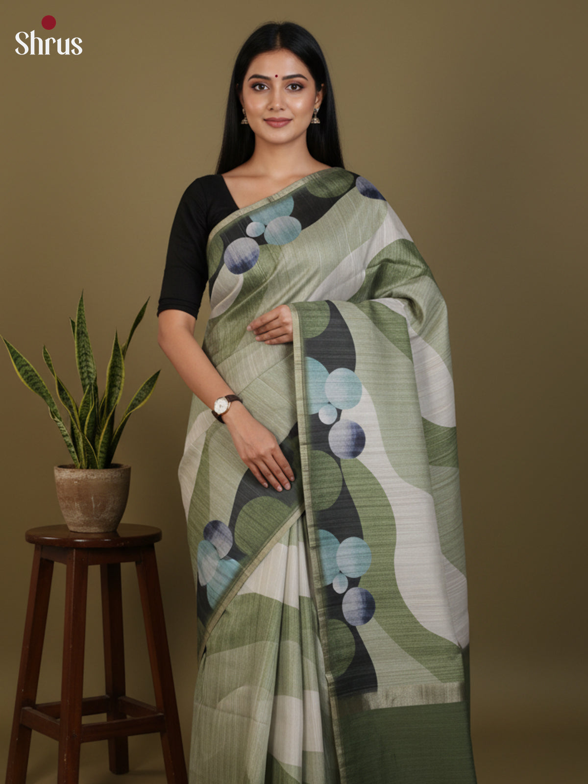DJS27198 - Semi Tussar Saree - Shop on Shrus.com