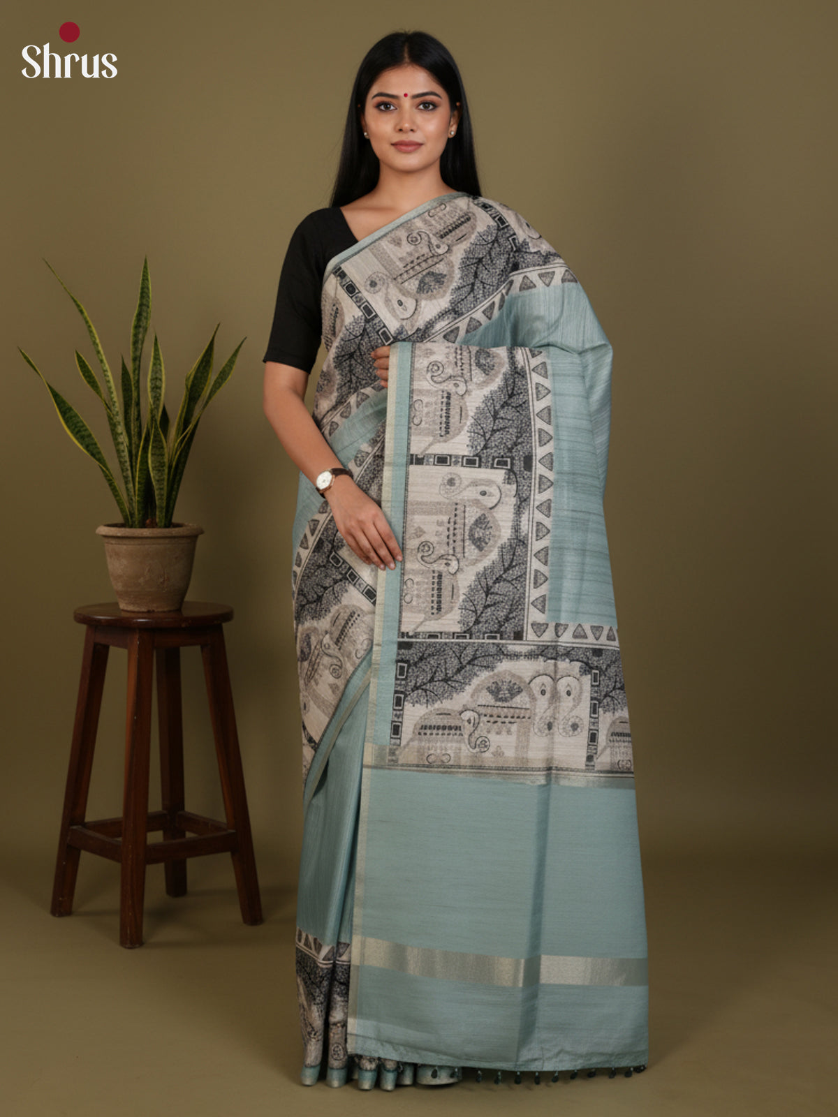 DJS27200 - Semi Tussar Saree - Shop on Shrus.com