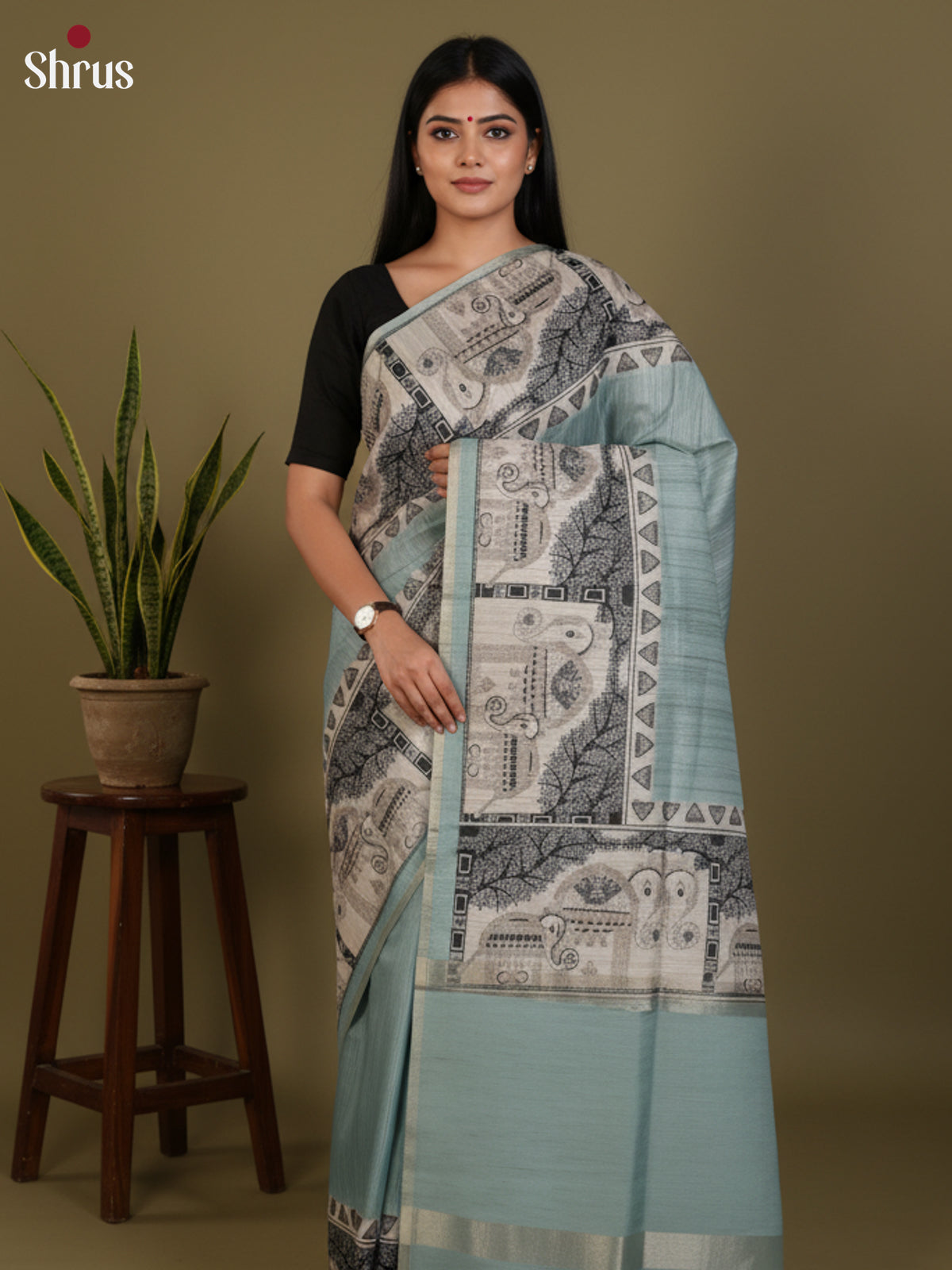 DJS27200 - Semi Tussar Saree - Shop on Shrus.com