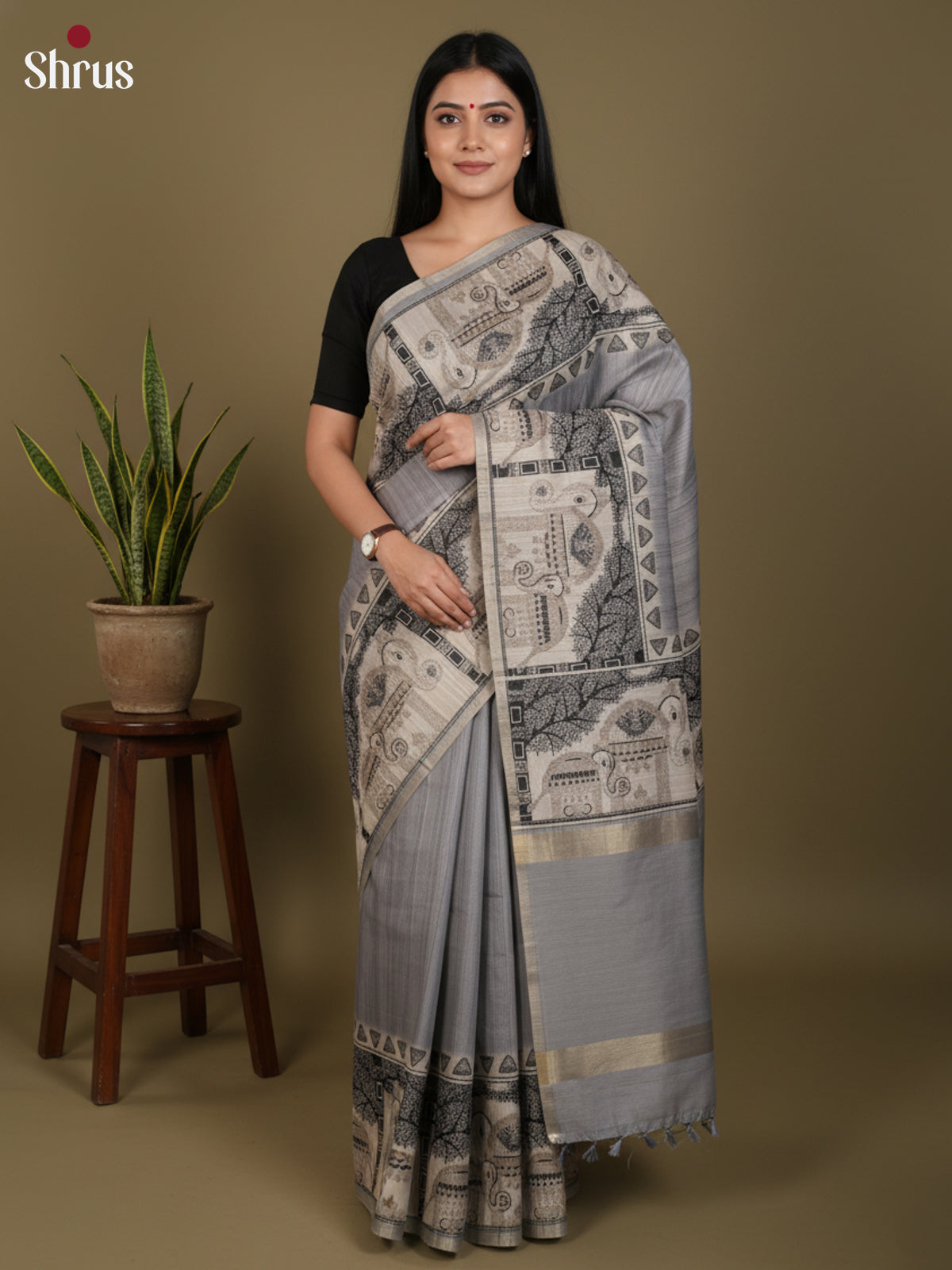 DJS27201 - Semi Tussar Saree - Shop on Shrus.com