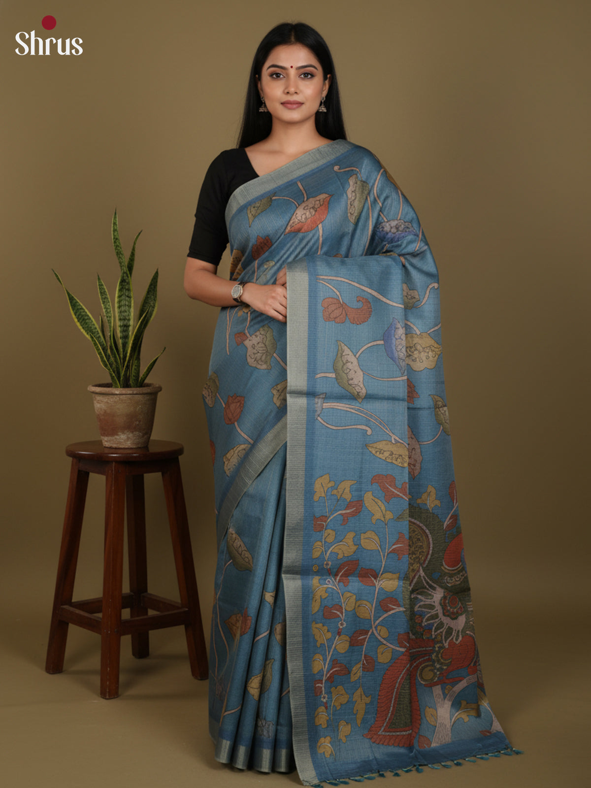 DJS27216 - Semi Tussar Saree - Shop on Shrus.com