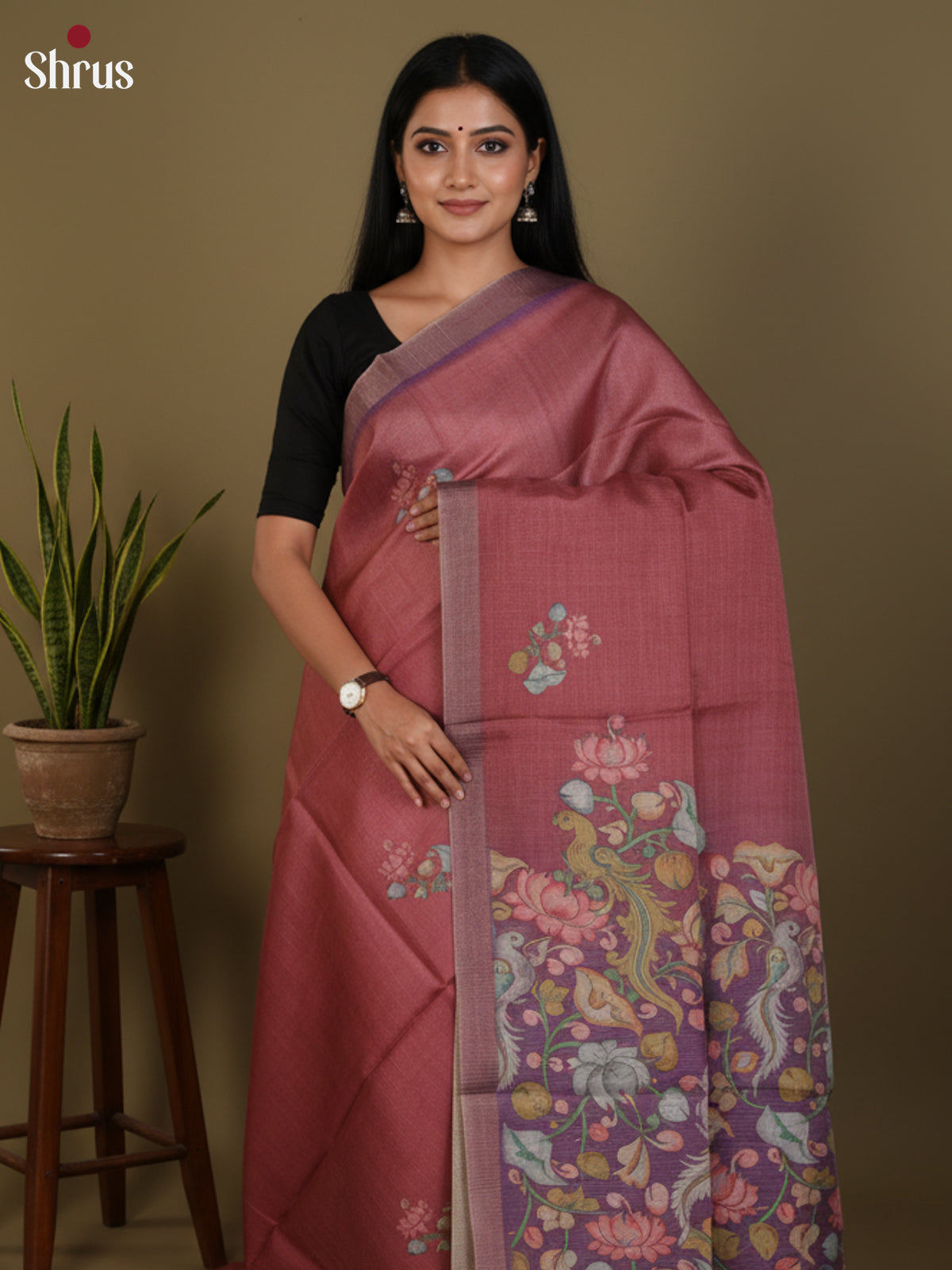 DJS27221 - Semi Tussar Saree - Shop on Shrus.com