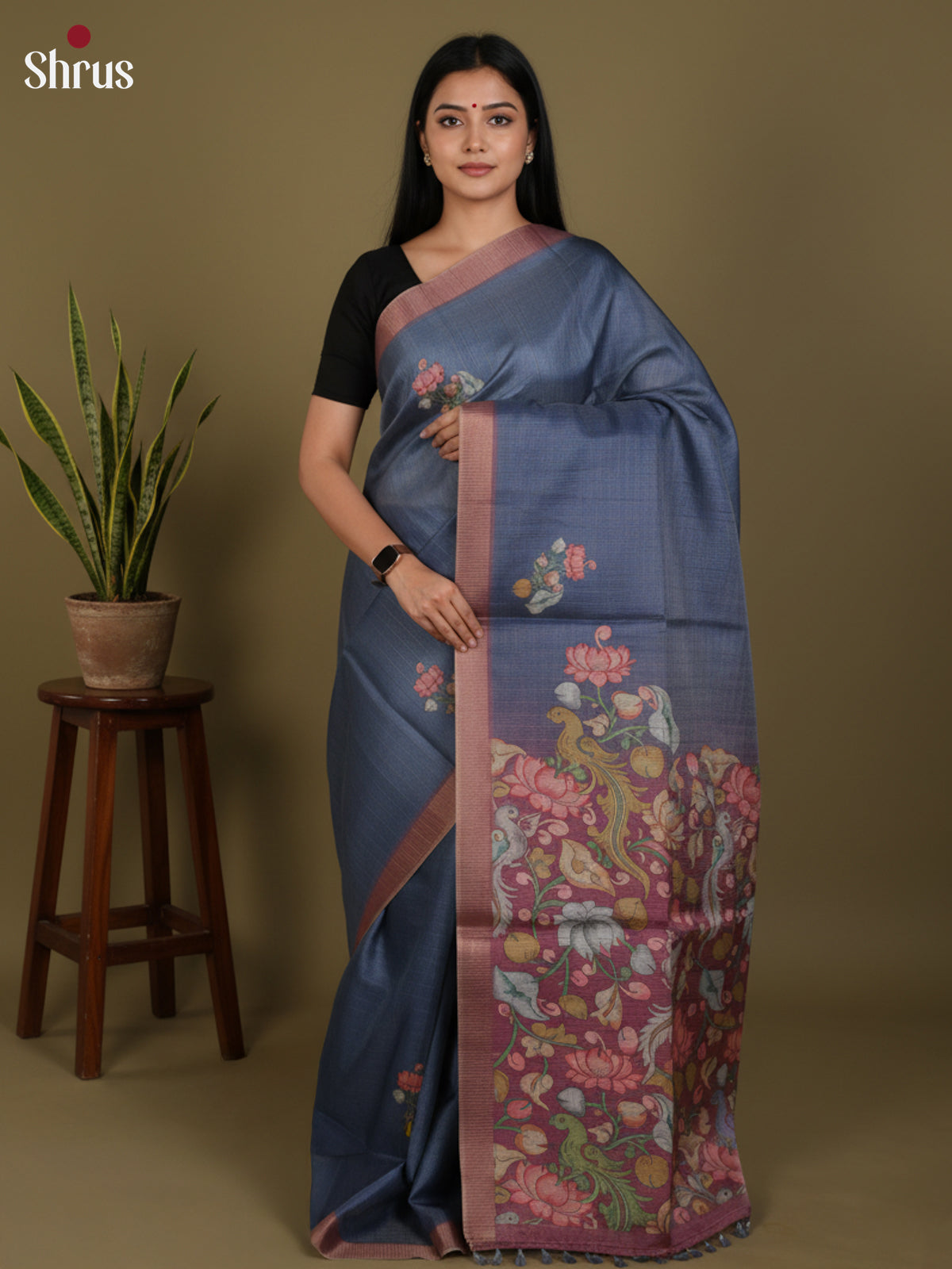 DJS27223 - Semi Tussar Saree - Shop on Shrus.com