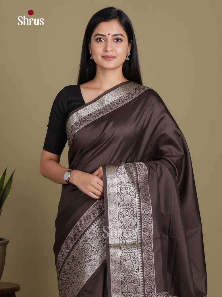 Brown - Semi Modal  Saree