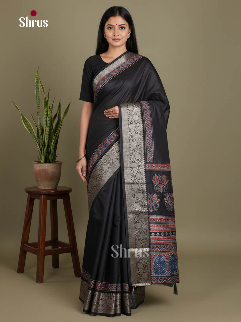 Black - Semi Modal  Saree