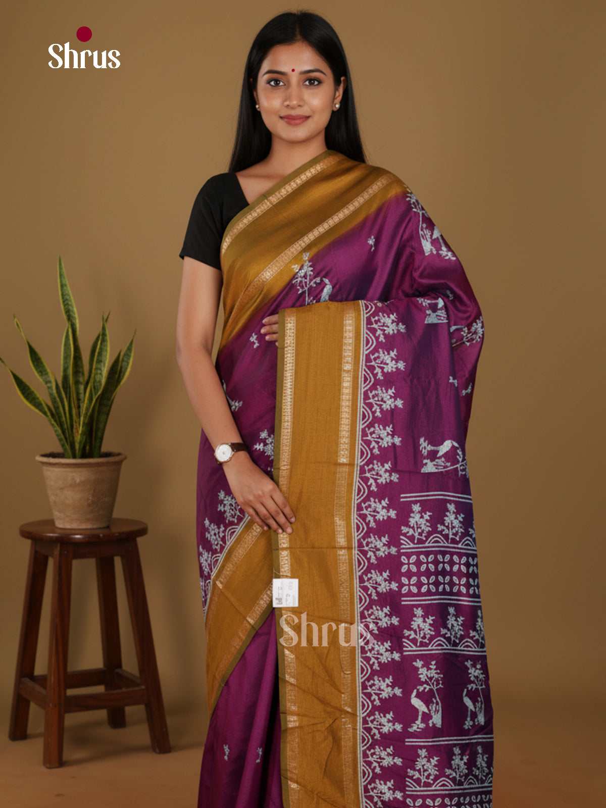 DJS28380 - Semi Tissue Print Saree - Shop on Shrus.com