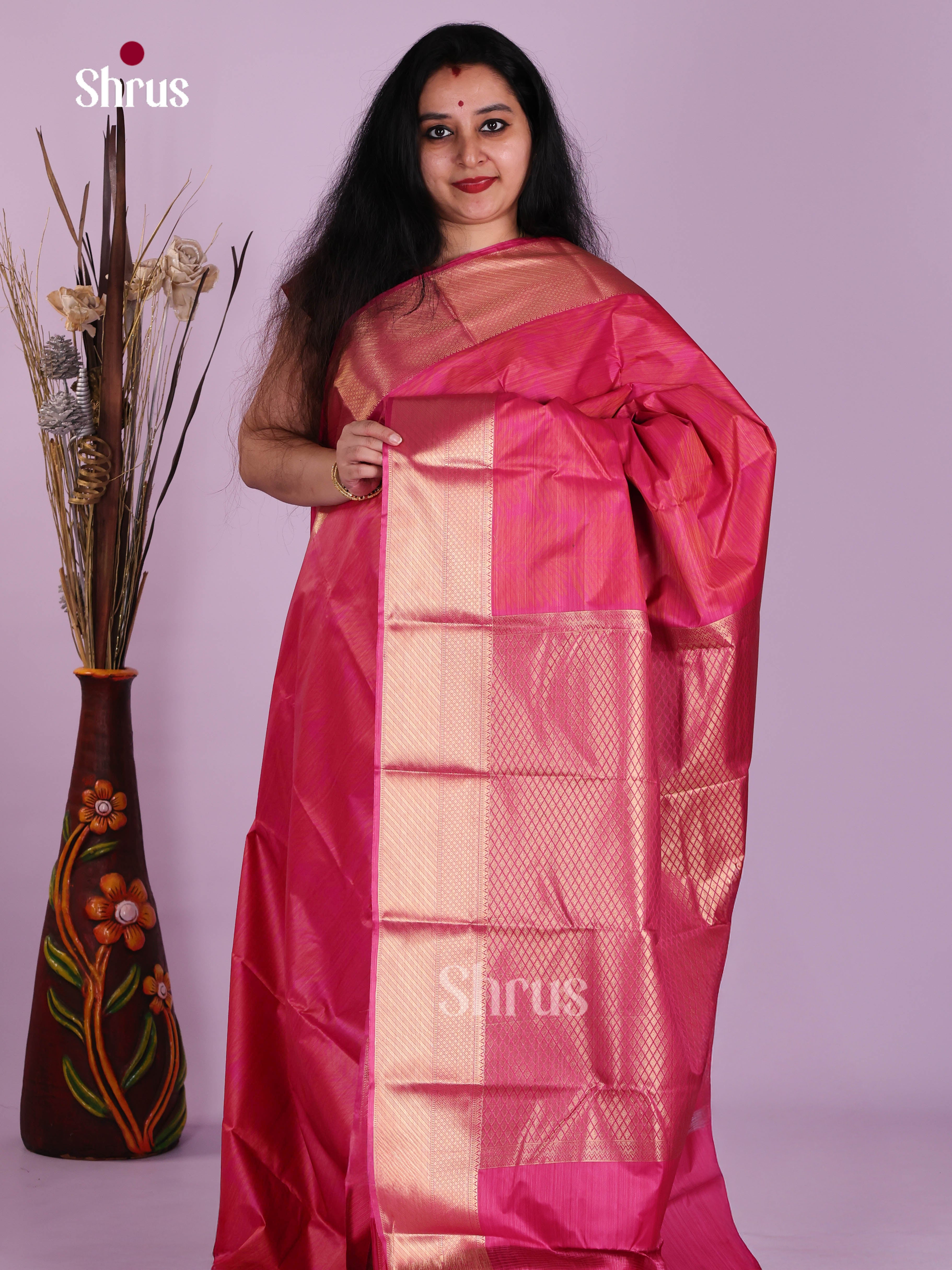Pink - Kanchipuram-halfpure Saree