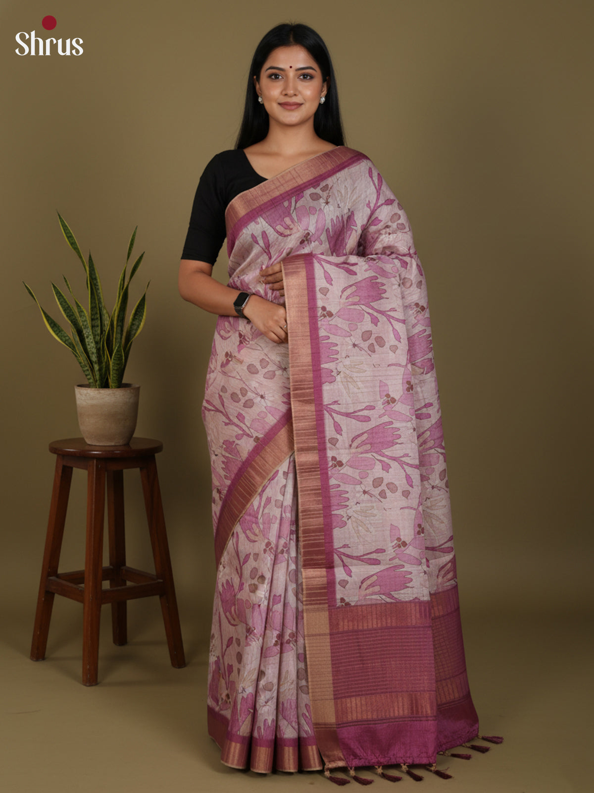 DJS30060 - Semi Tussar Saree - Shop on Shrus.com