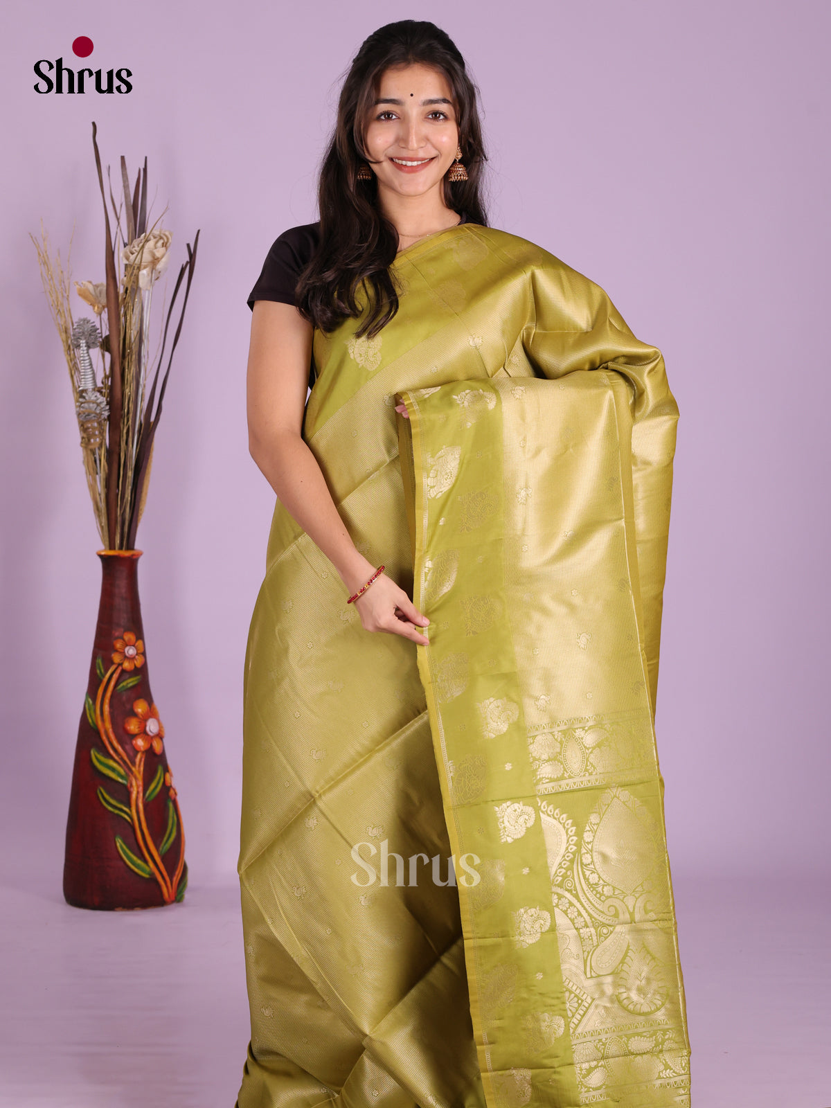 Olive Green - Semi Softsilk Saree
