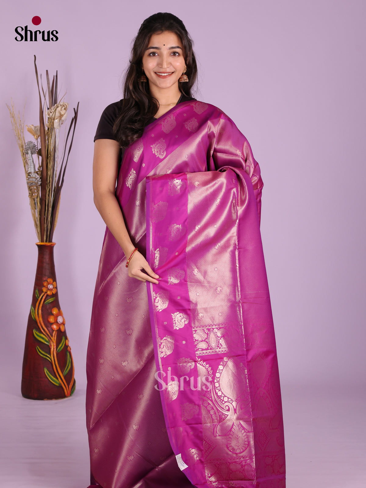 Purple - Semi Softsilk Saree