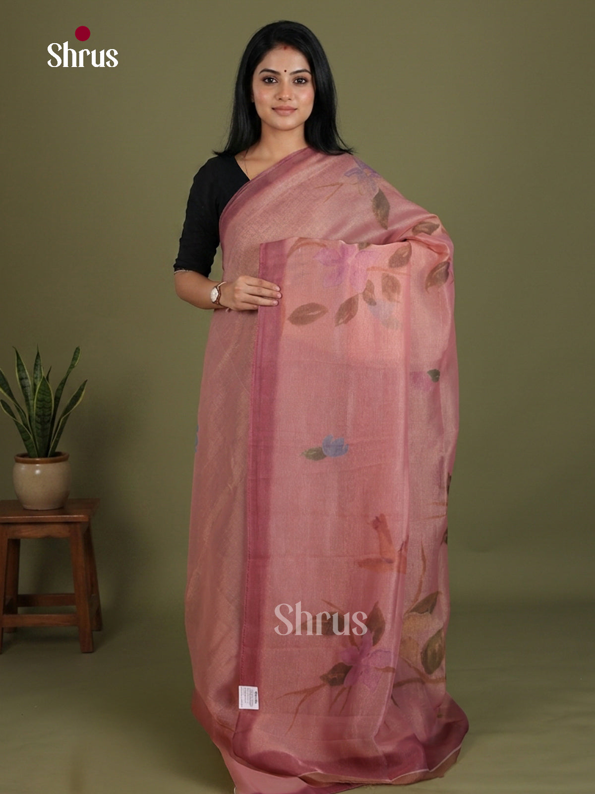 DJS30096 - Semi Tissue Print Saree - Shop on Shrus.com