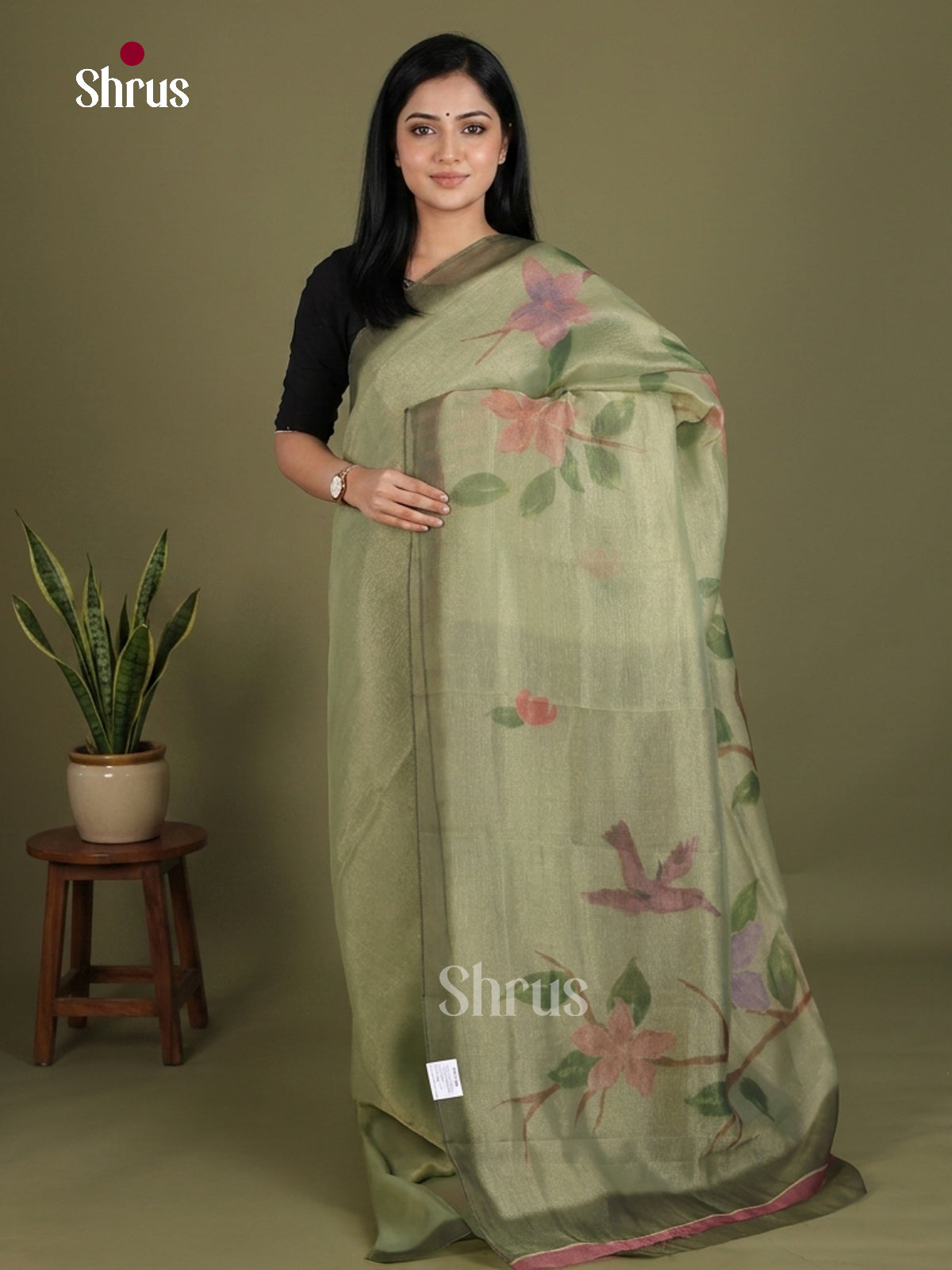 DJS30115 - Semi Tissue Print Saree - Shop on Shrus.com