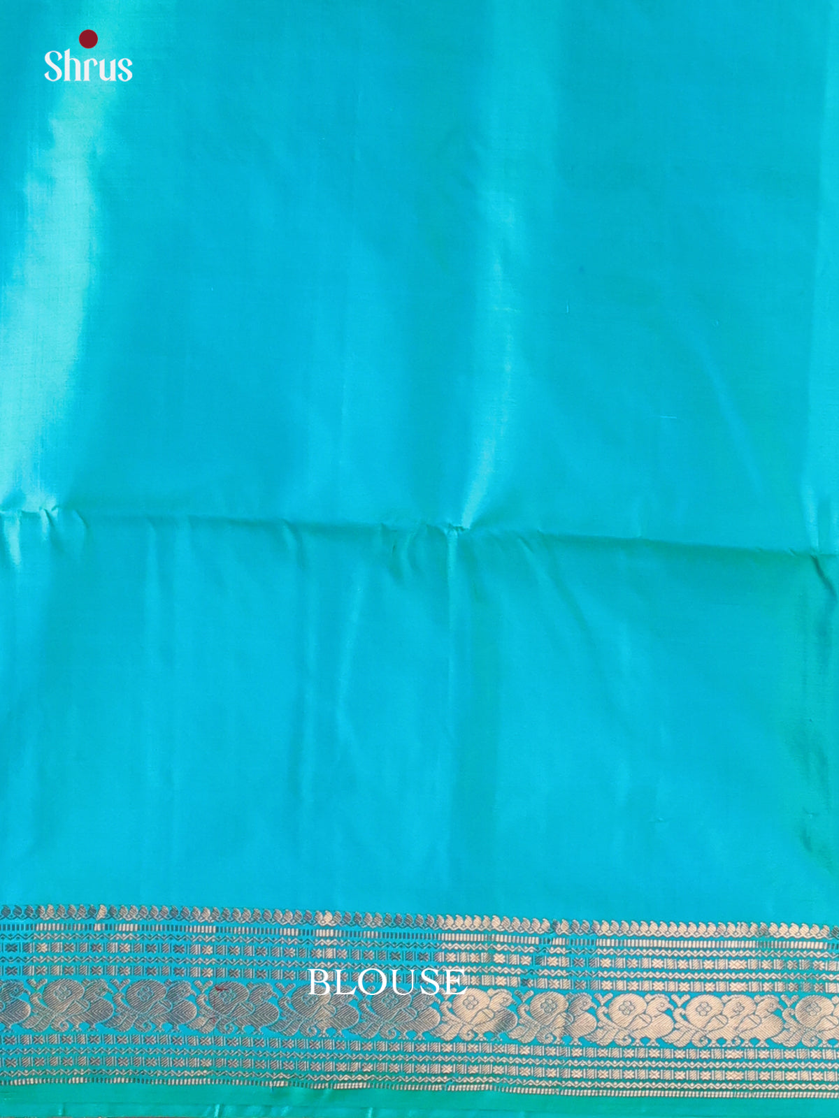 Vibrant Teal Soft Silk Saree with gold peacock buttas & Zari Woven Border