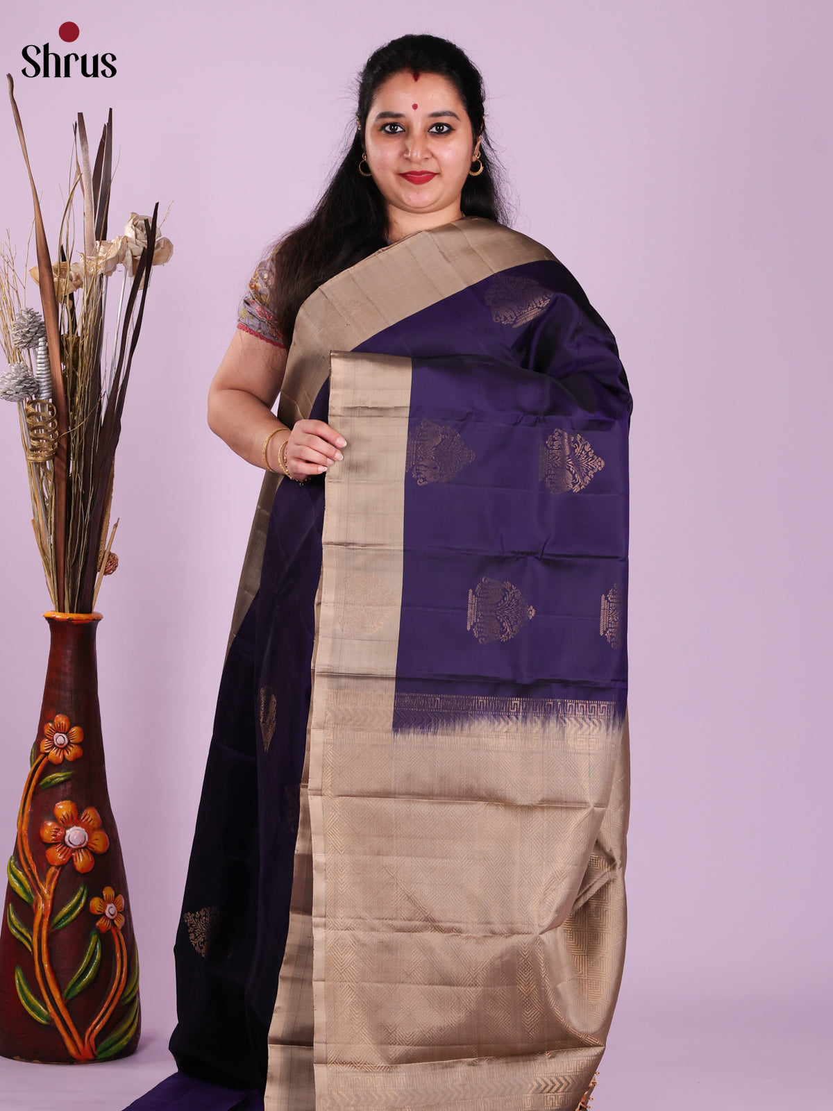 Blue & Grey - Softsilk-halfpure Saree