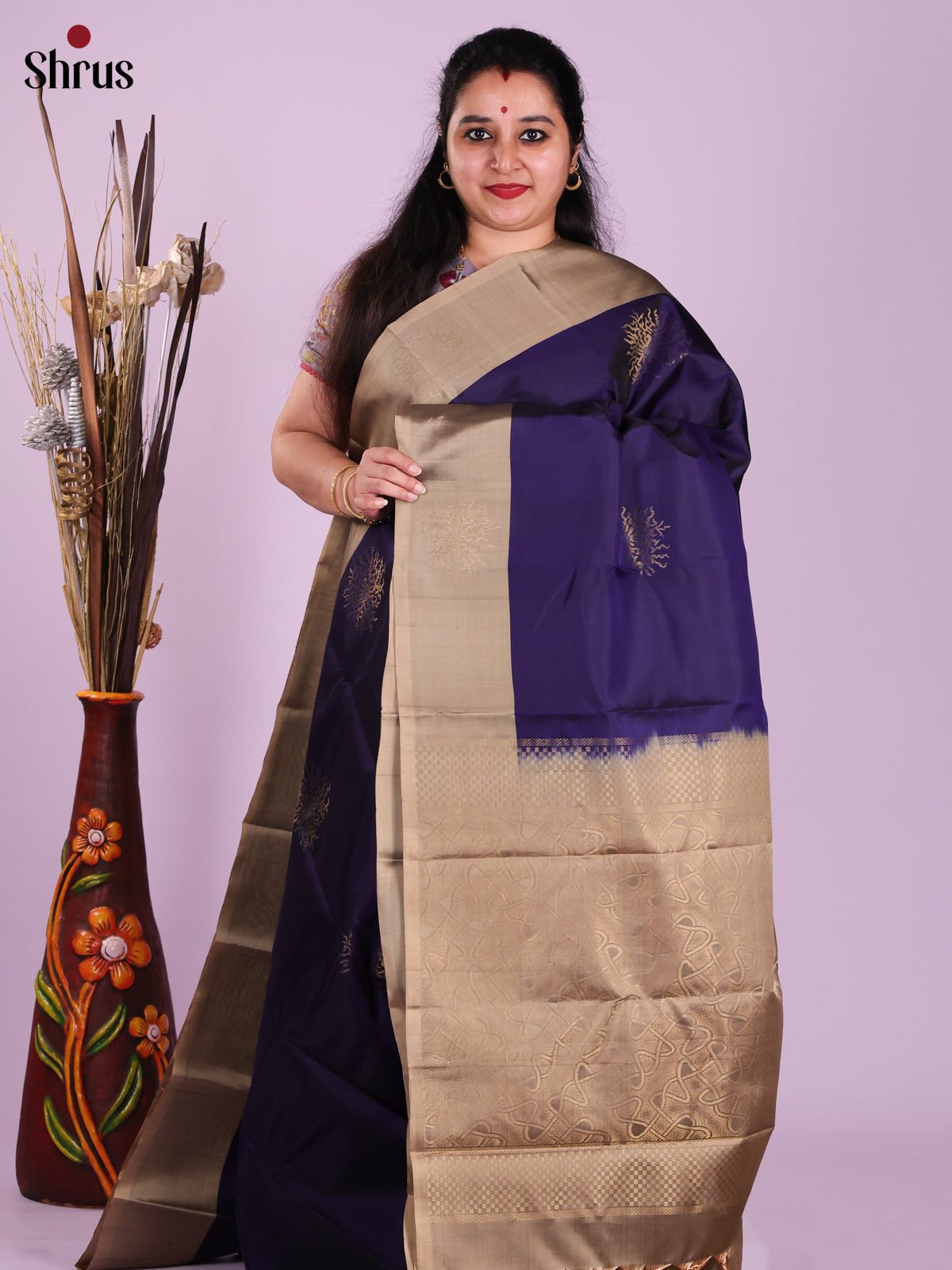 Blue & Grey - Softsilk-halfpure Saree