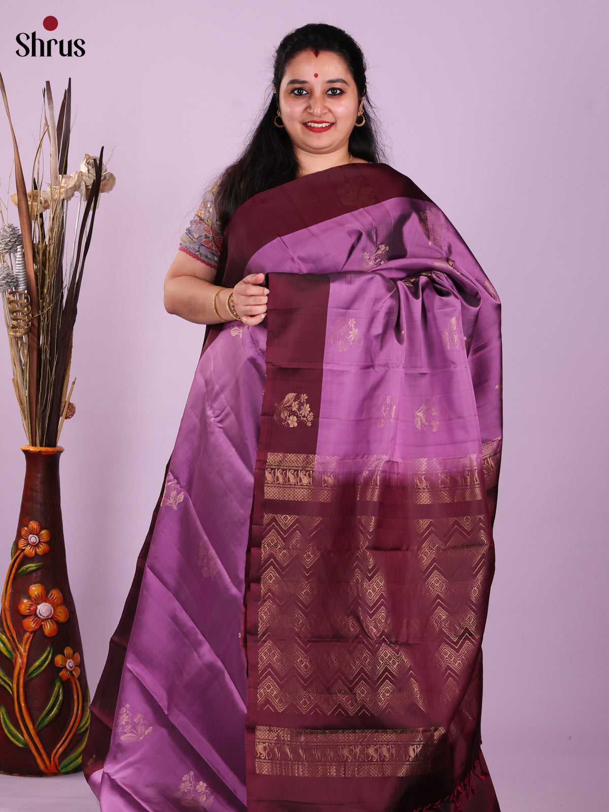 Purple & Maroon- Softsilk-halfpure Saree
