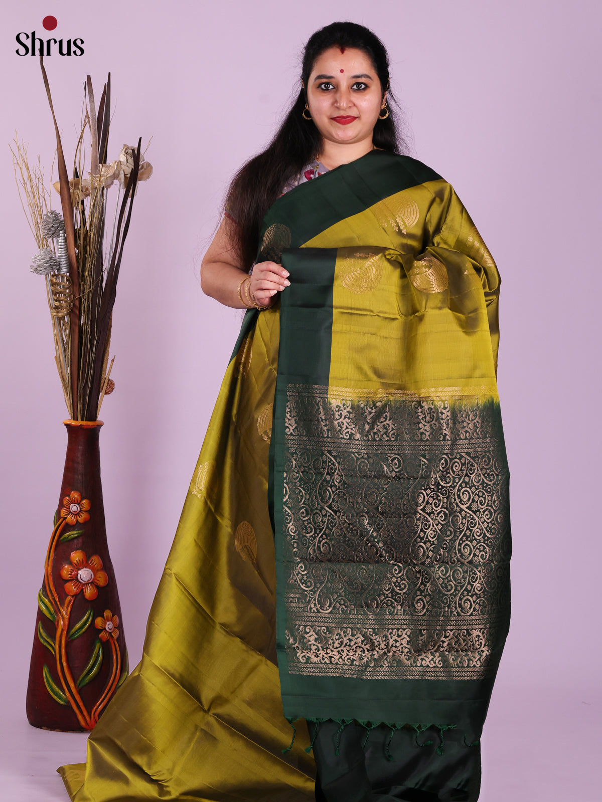 Mehandi Green & Green - Softsilk-halfpure Saree