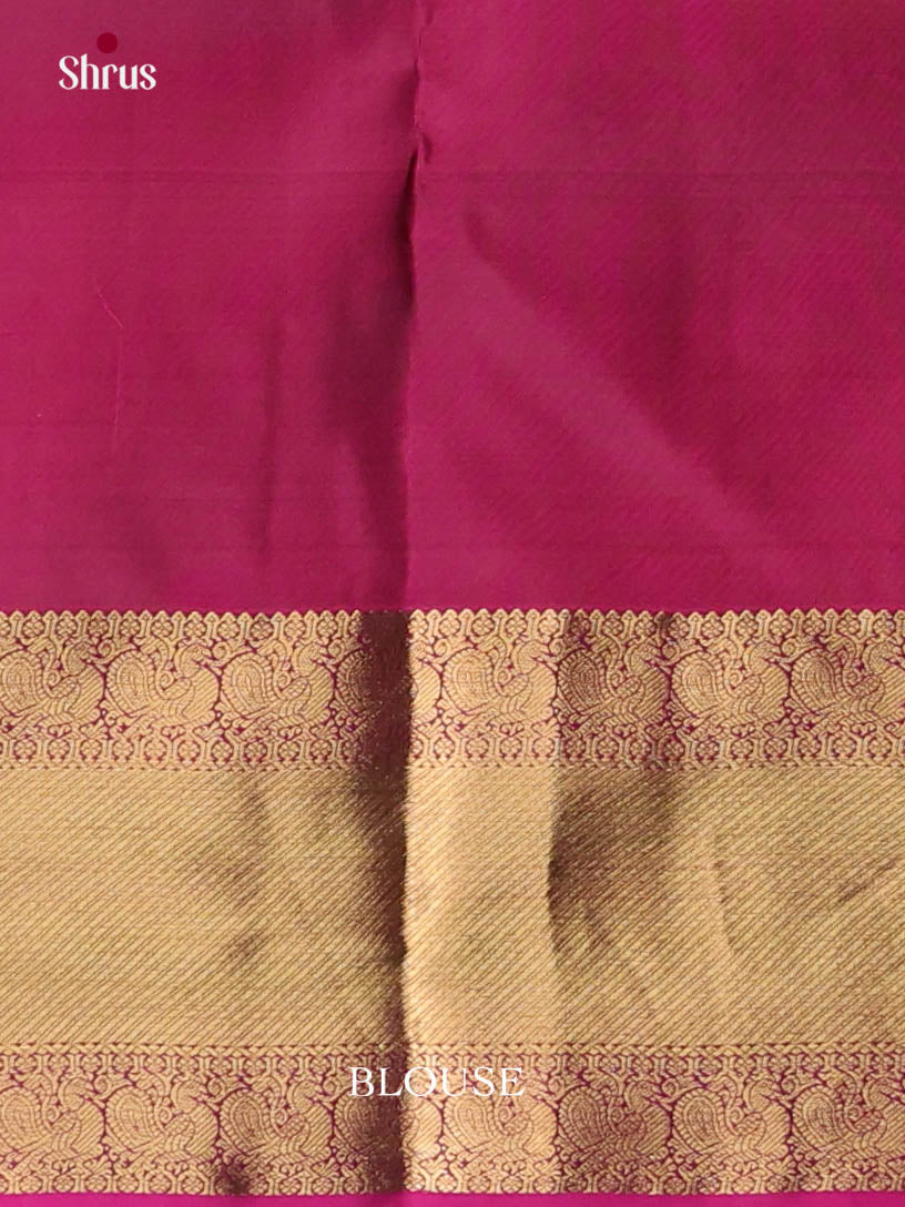 Mehandi & Purple - Kanchipuram-halfpure Saree
