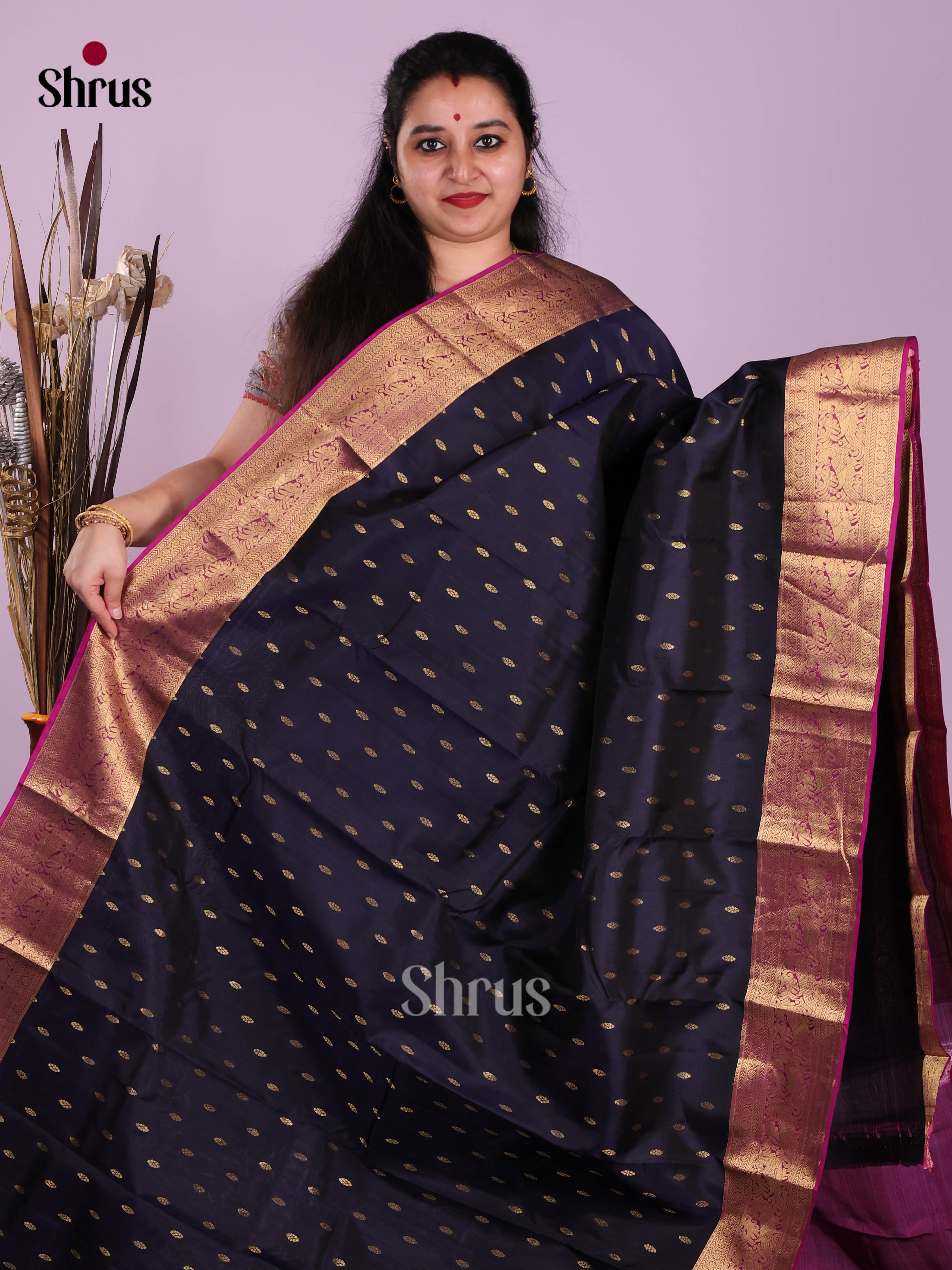 Blue & Purple- Kanchipuram-halfpure Saree