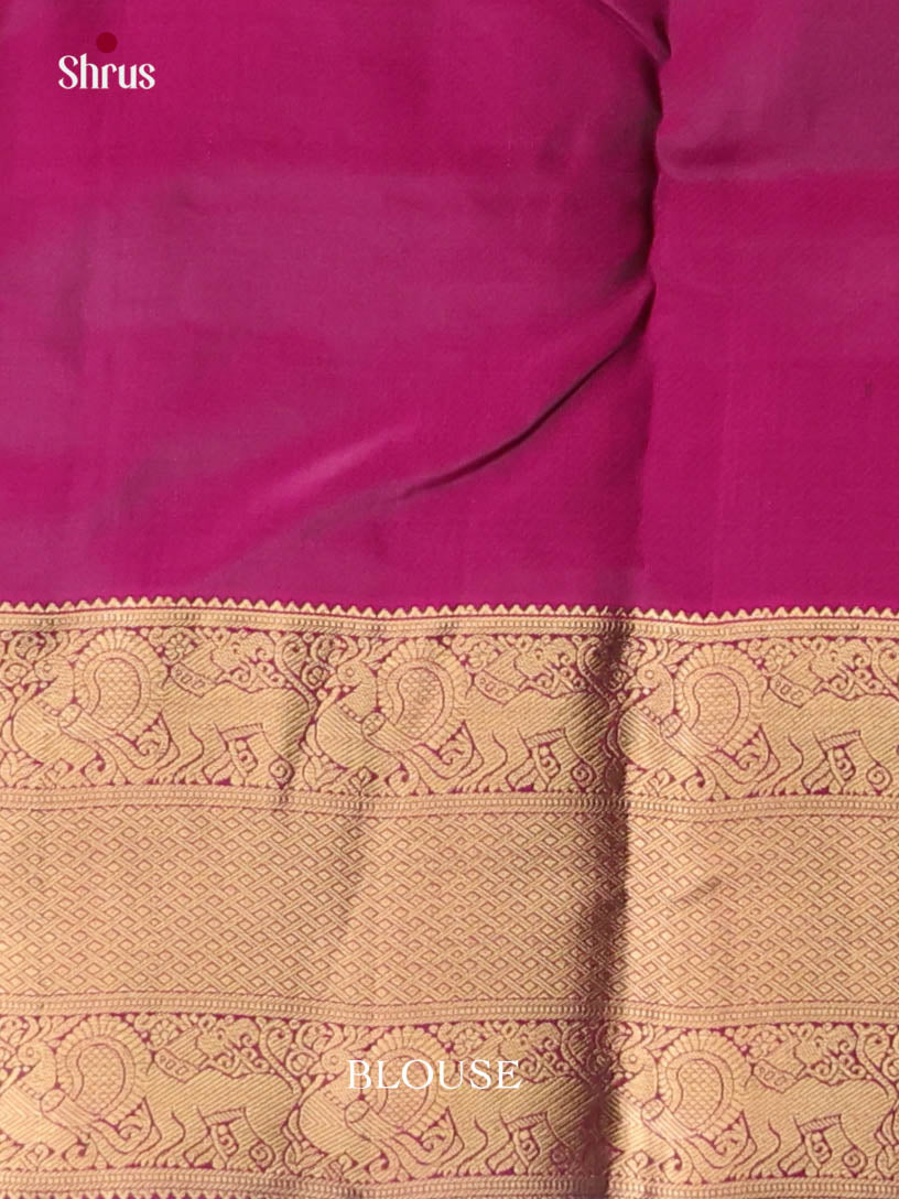 Dark Green & Purple - Kanchipuram-halfpure Saree