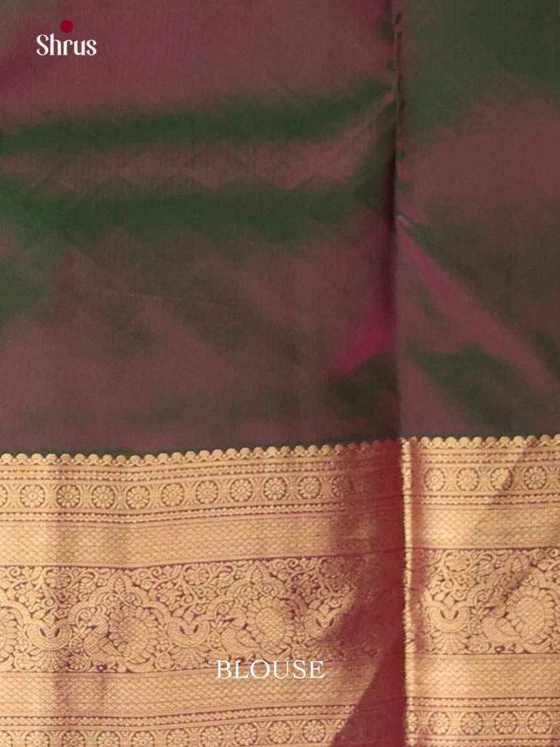 Pink & Double Shaded Green- Kanchipuram-halfpure Saree