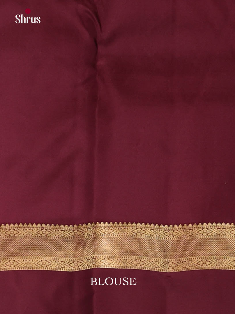 Grey & Maroon - Kanchipuram-halfpure Saree