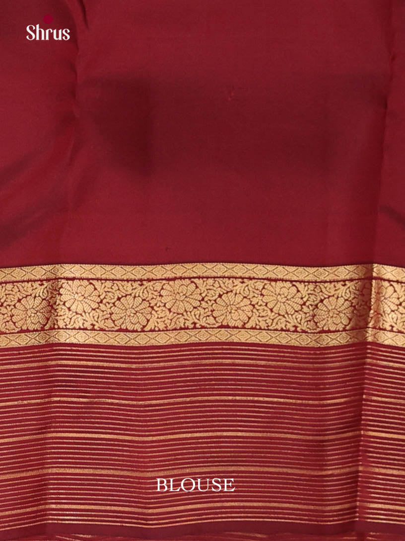 Orange & Maroon - Kanchipuram-halfpure Saree