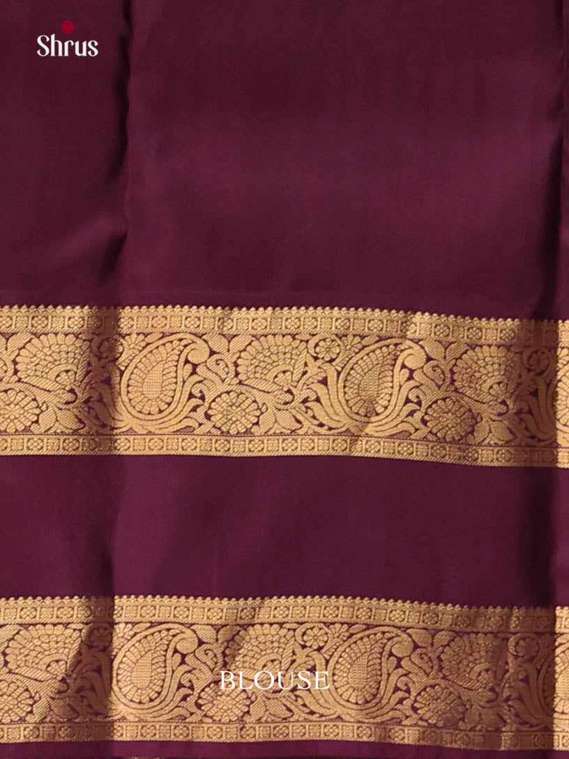 Grey & Purple - Kanchipuram-halfpure Saree