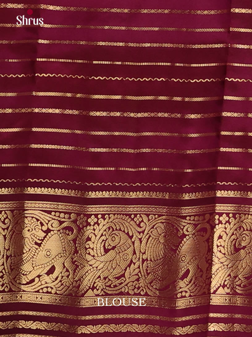 Orangish Pink & Maroon - Kanchipuram-halfpure Saree
