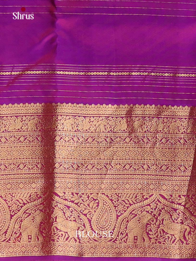 Double Shaded Green & Purple - Kanchipuram-halfpure Saree
