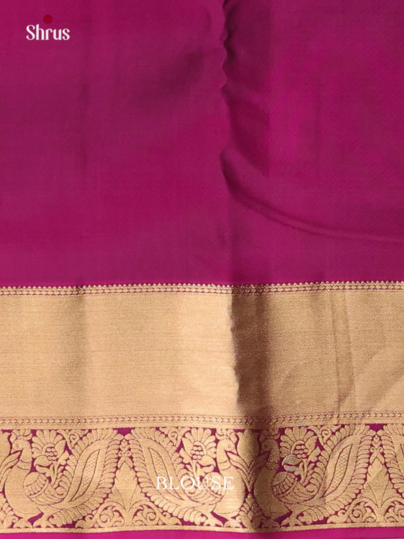 Light Green & Purple - Kanchipuram-halfpure Saree