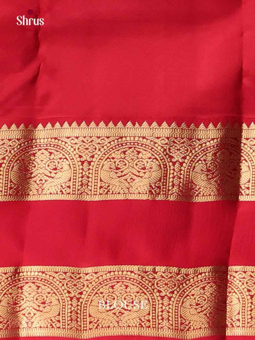 Green & Red - Kanchipuram-halfpure Saree