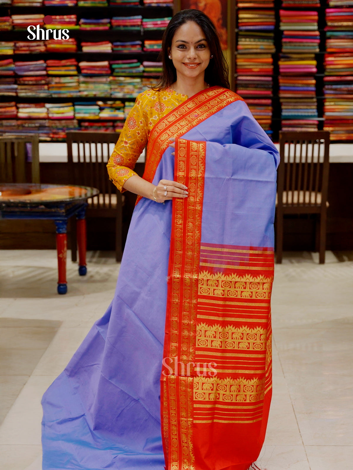 DKS01191 - Silkcotton-halfpure Saree - Shop on Shrus.com